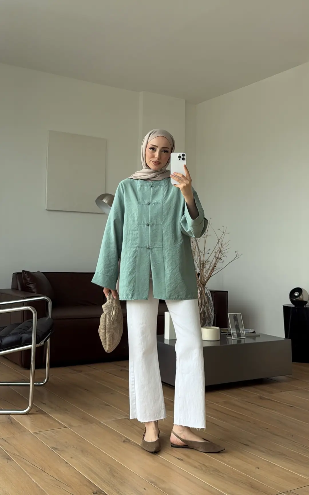 Süslü Düğmeli Bluz Mint