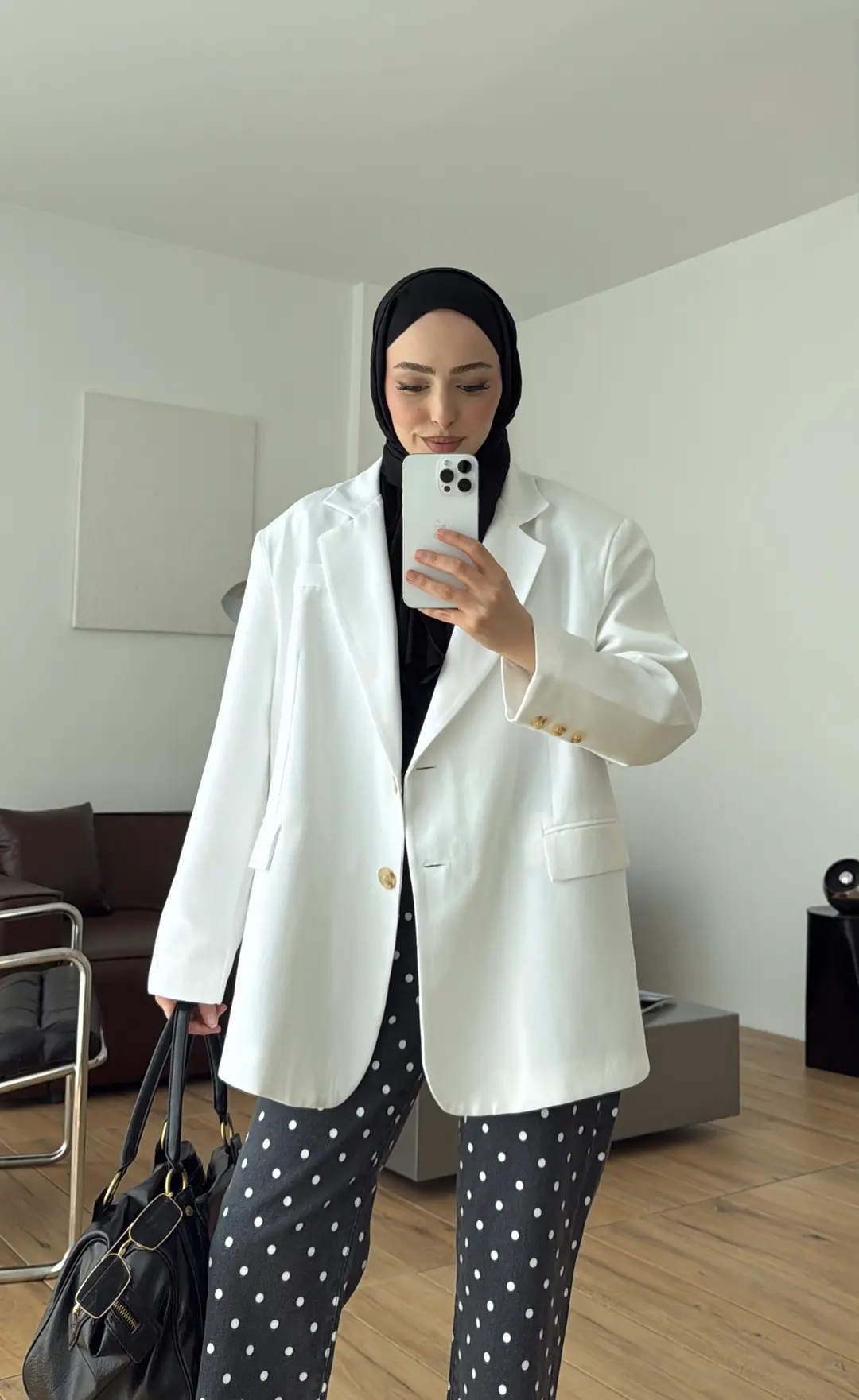 Oversize Keten Ceket Beyaz