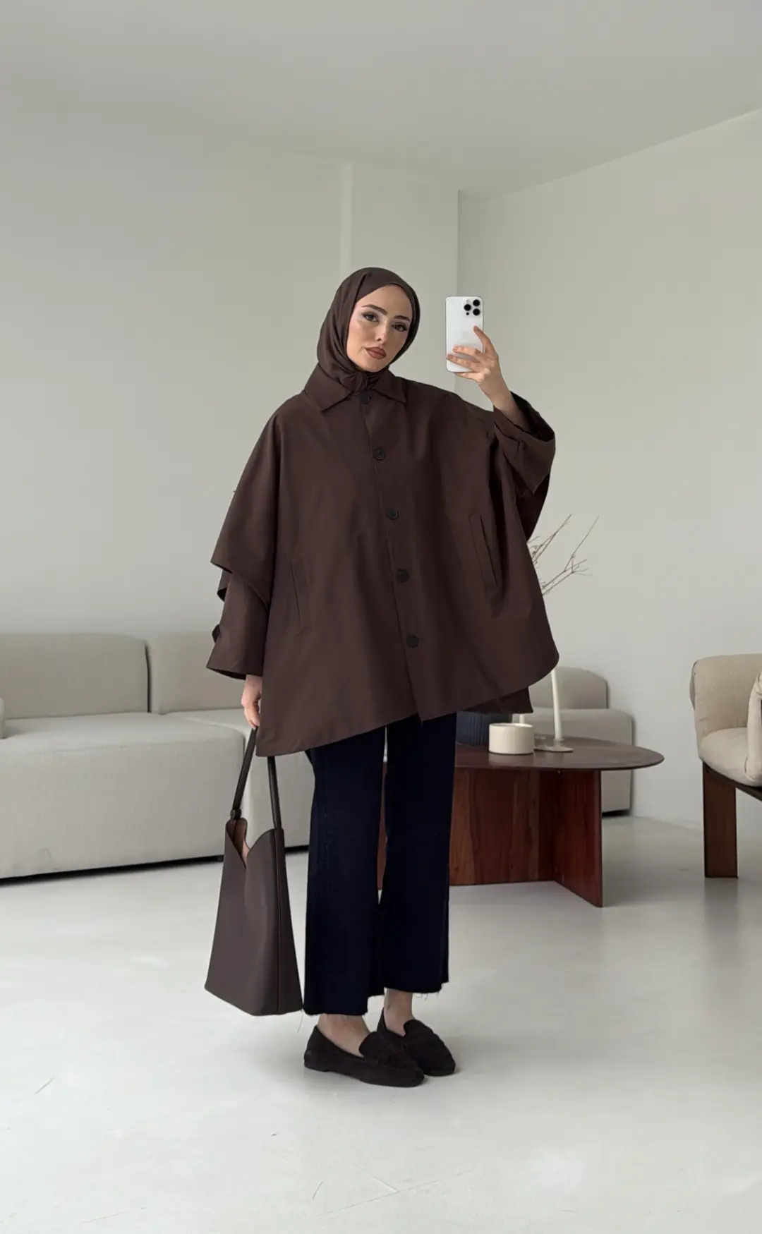 Oversize Panço/Trenç Kahve