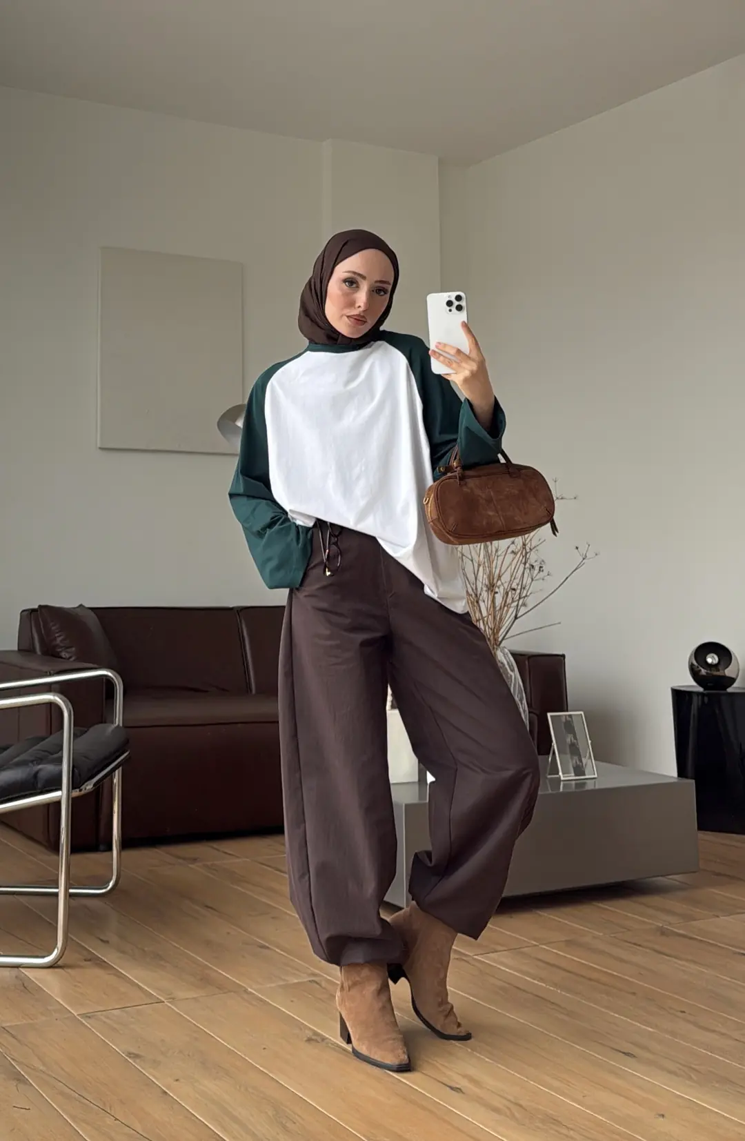 Reglan Kol Kontrast Sweat Yeşil