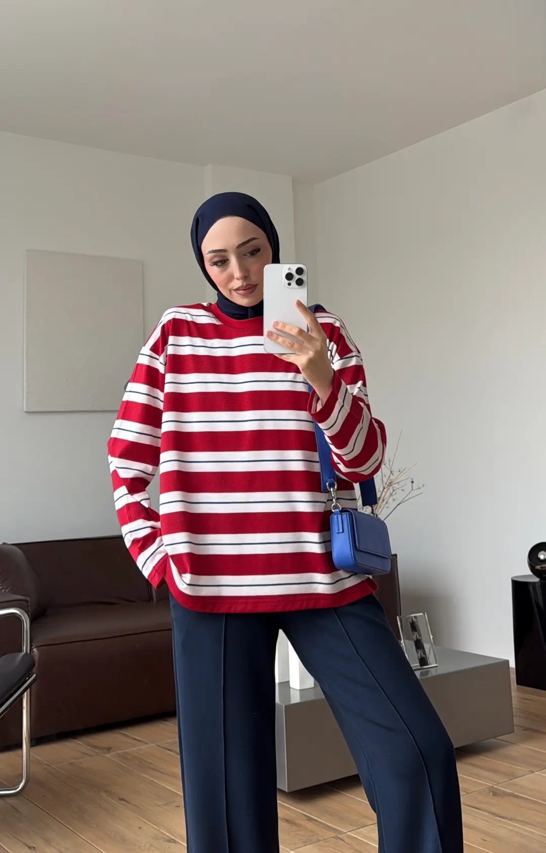 Kalın Çizgili Tişört Kırmızı