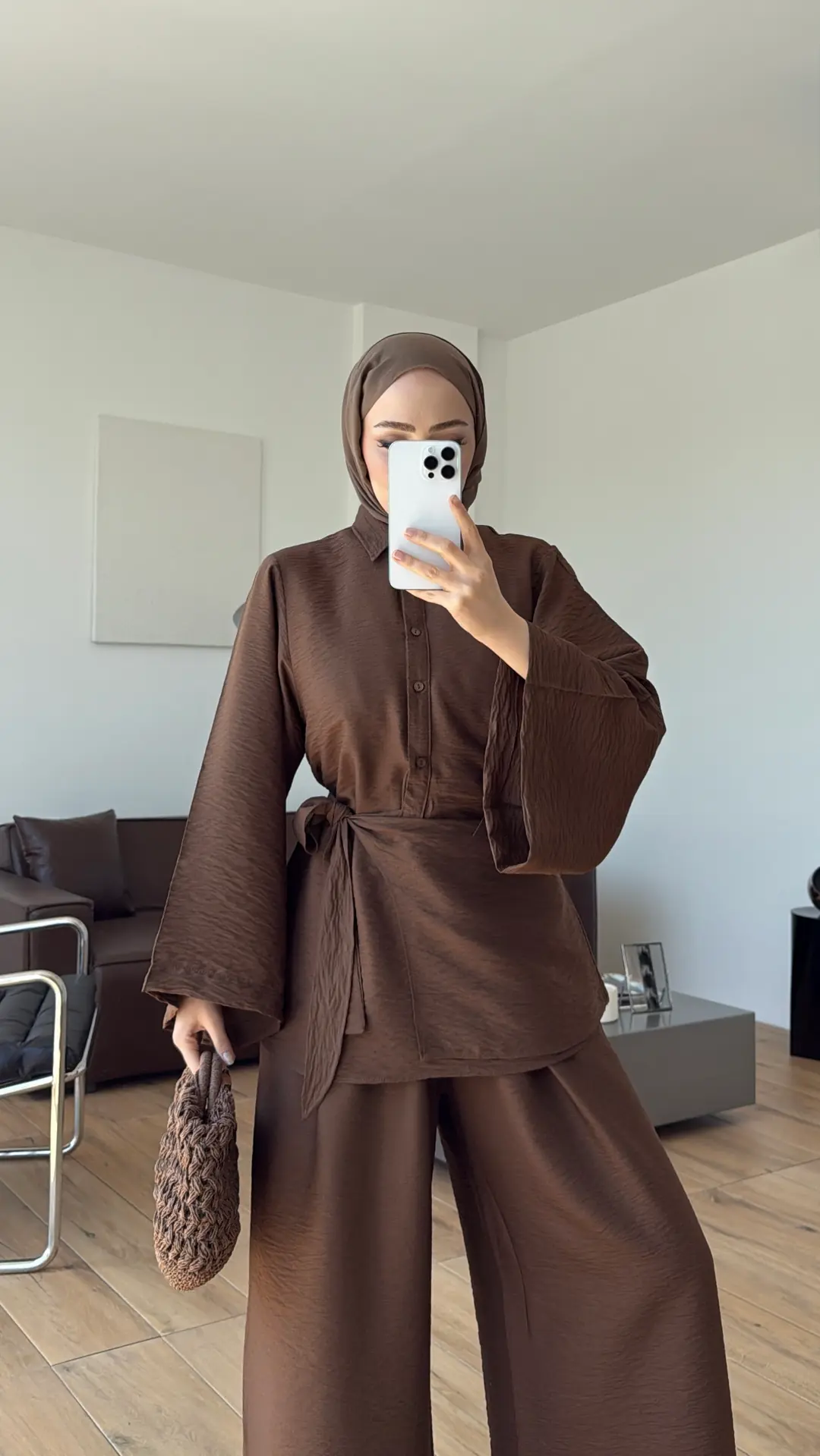 Risa Bel Detay Takım Kahve 