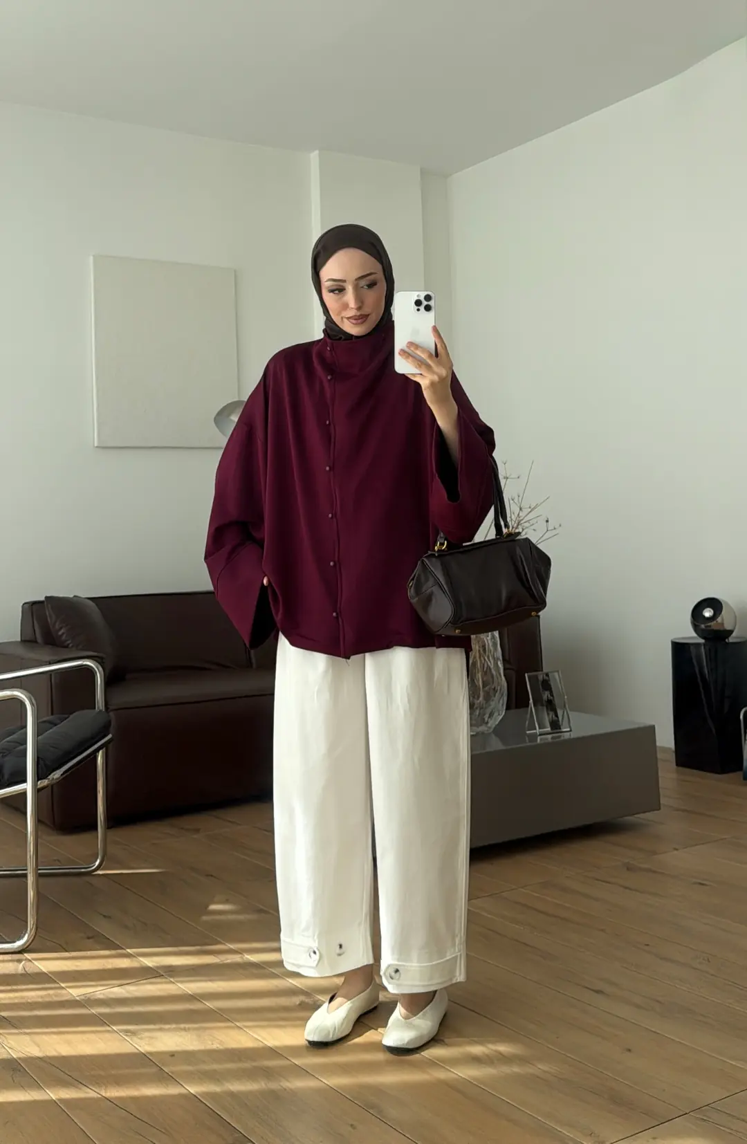 Tok Kumaş Oversize Mevsimlik Ceket Bordo
