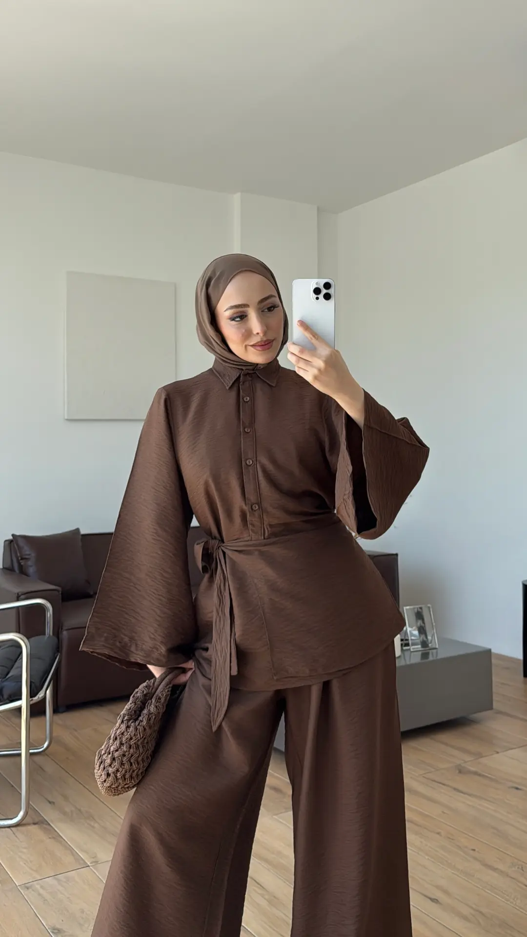 Risa Bel Detay Takım Kahve 