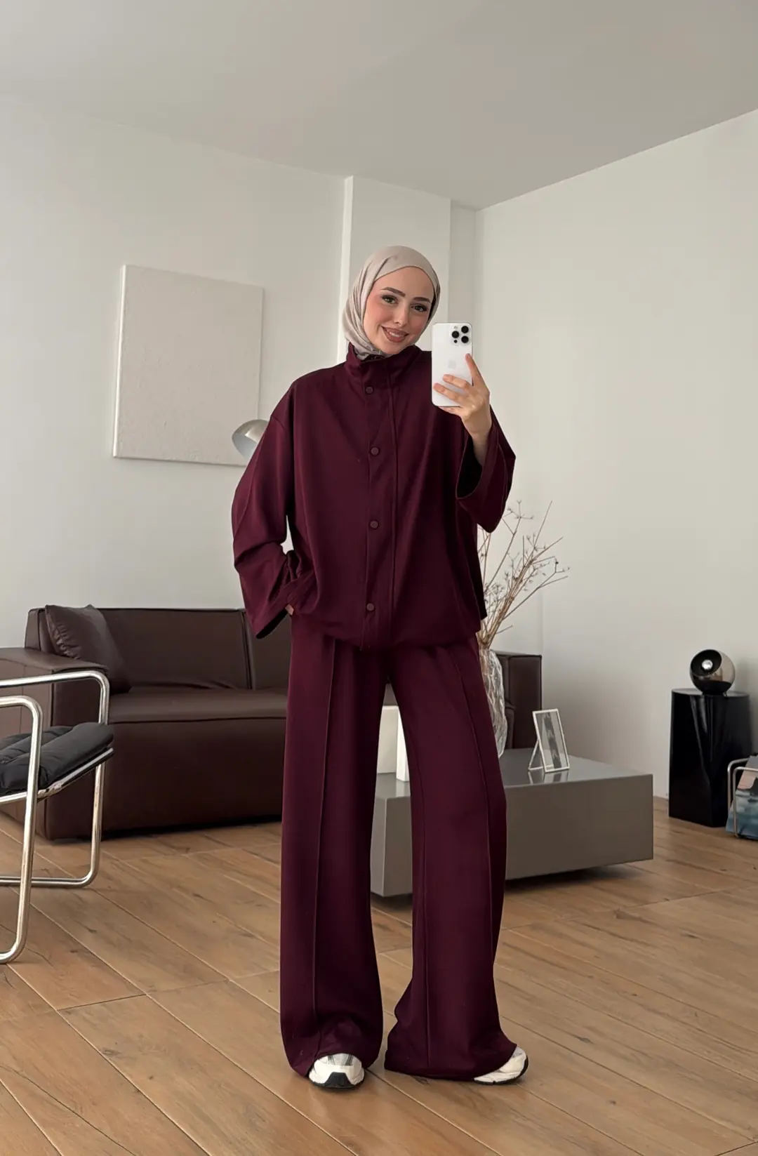 Çıtçıtlı Yarım Yaka Spor Takım Bordo