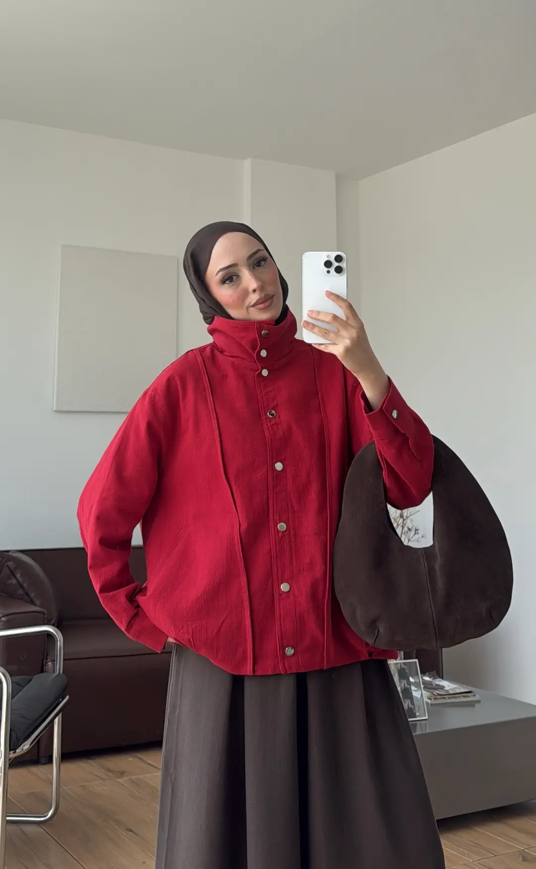 Keten Bomber Ceket Kırmızı