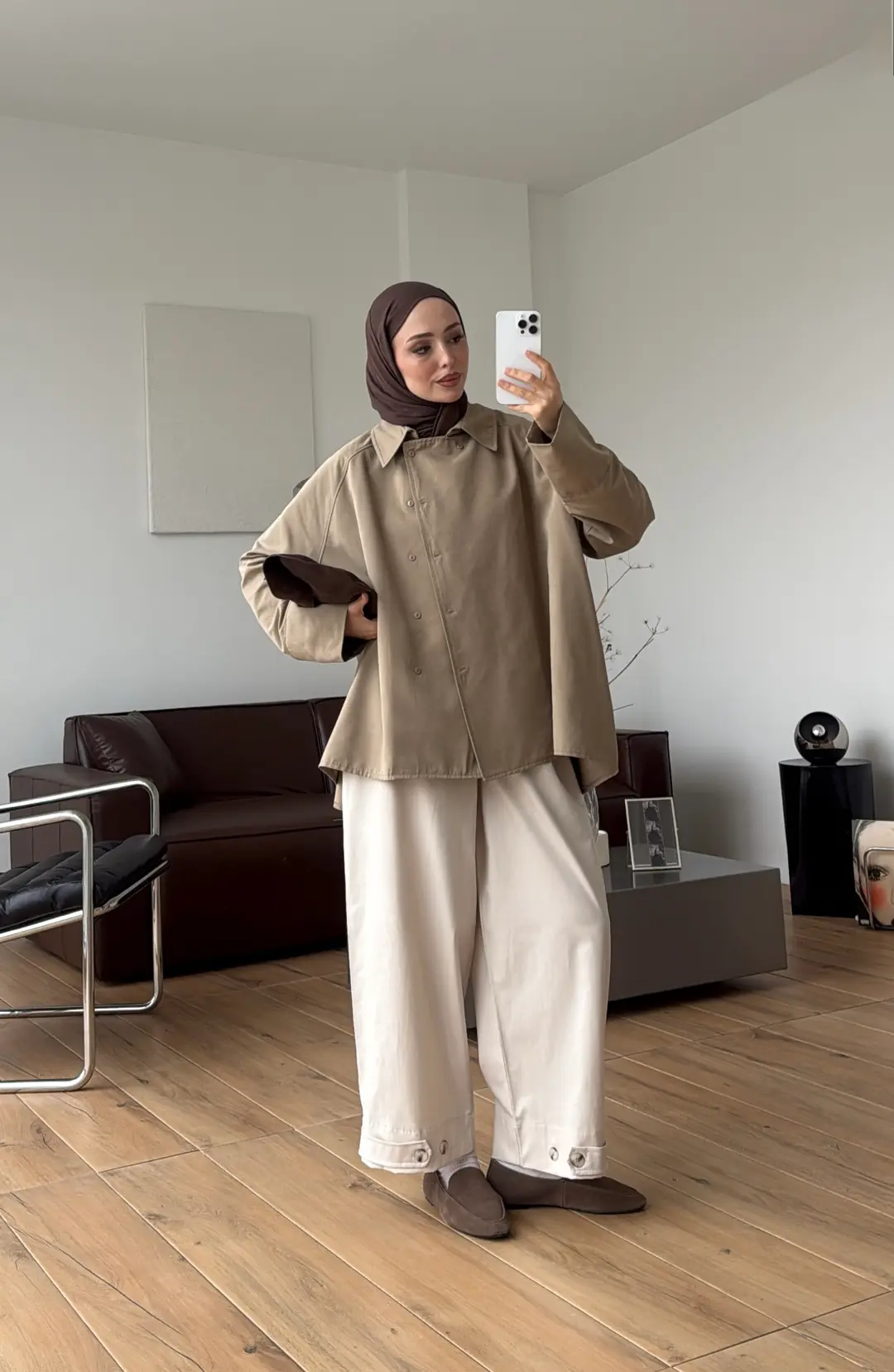 Oversize Gömlek/Trenç Vizon