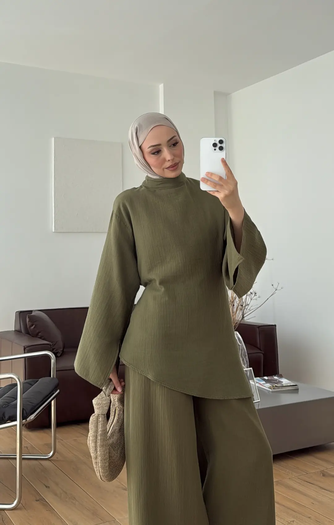 Müslin Asimetri Takım Haki