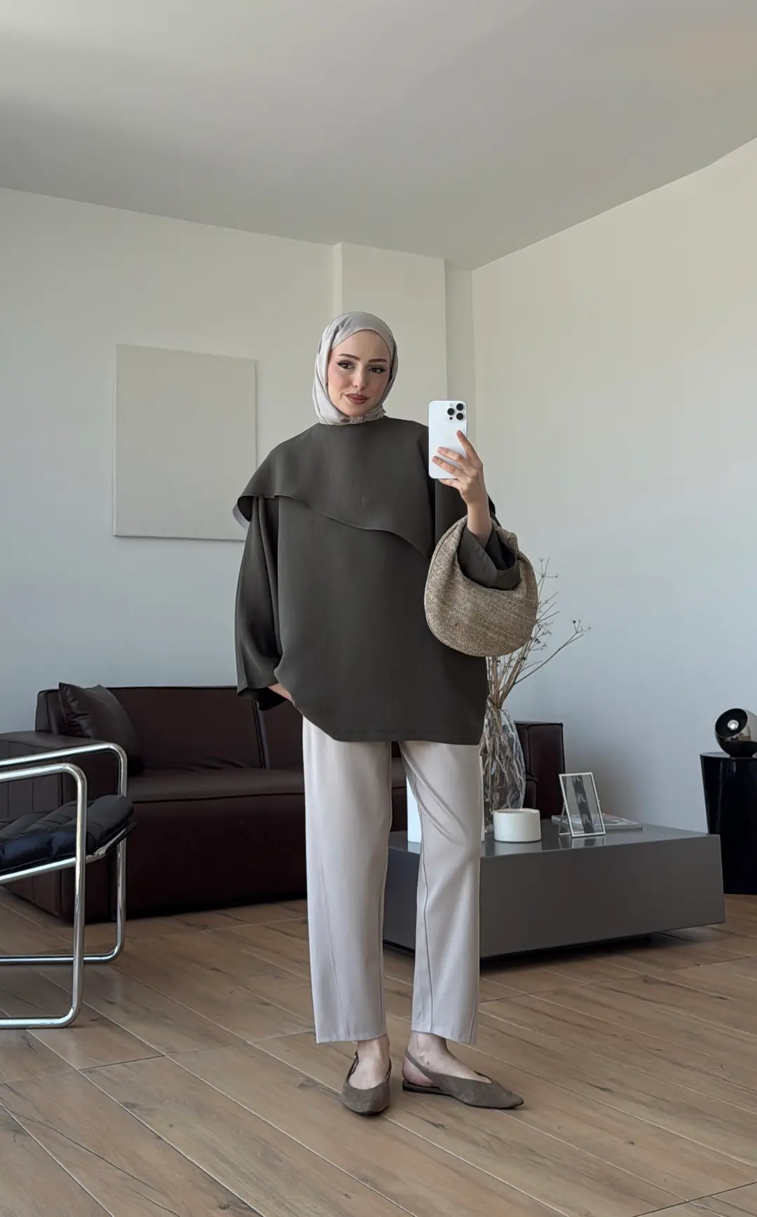 Yarasa Kol Şallı Bluz Haki