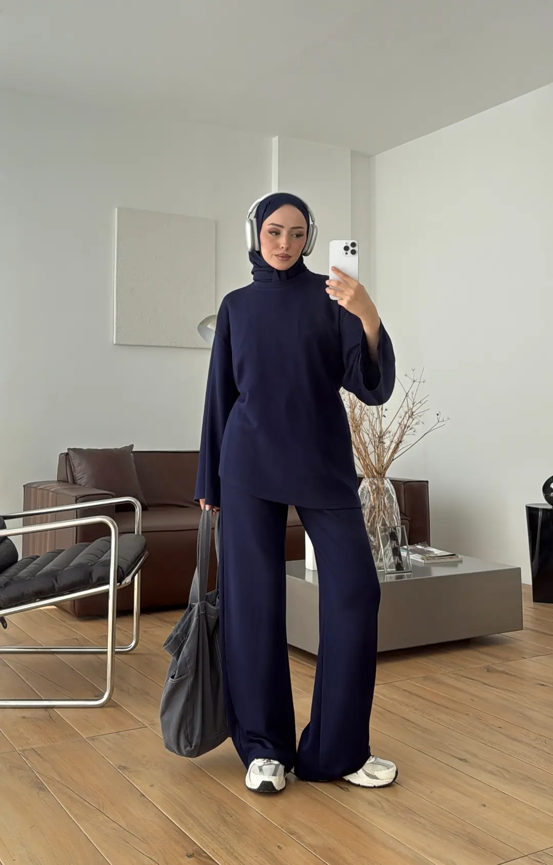 Biye Bağcıklı Tunikli Takım Lacivert
