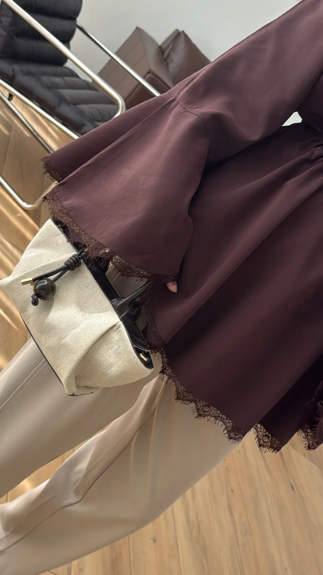 Lace Bel Detay Tunik Kahve