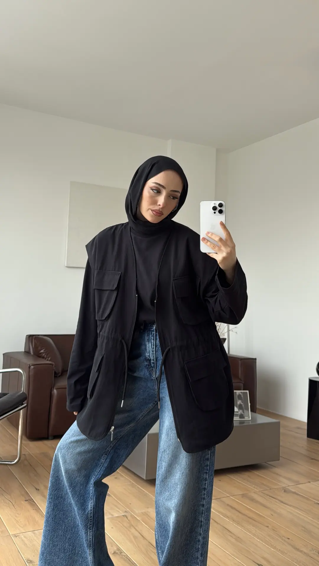 Cepli Gabardin Yelek Siyah