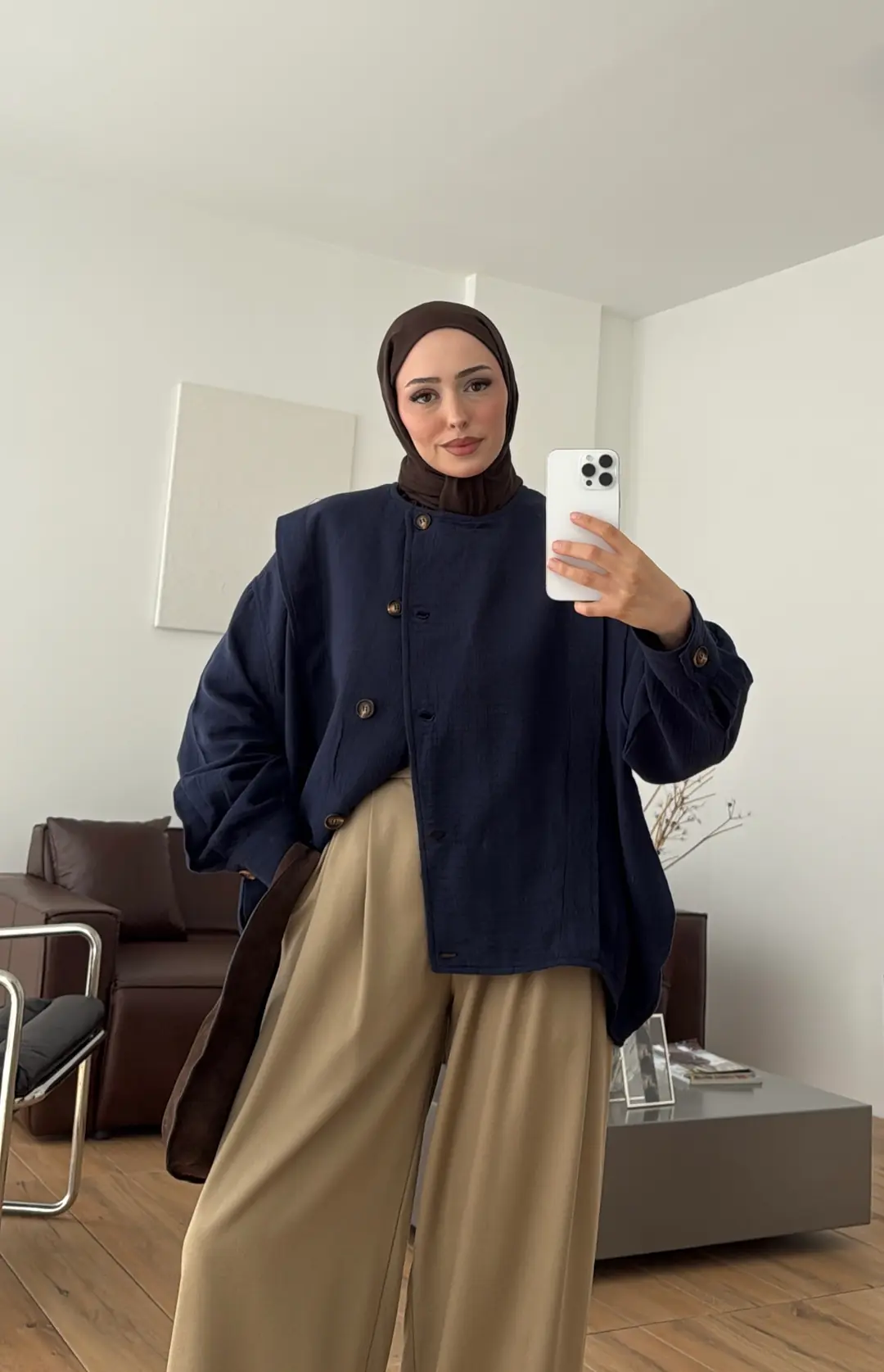 Pile Detay Müslin Gömlek/Ceket Lacivert