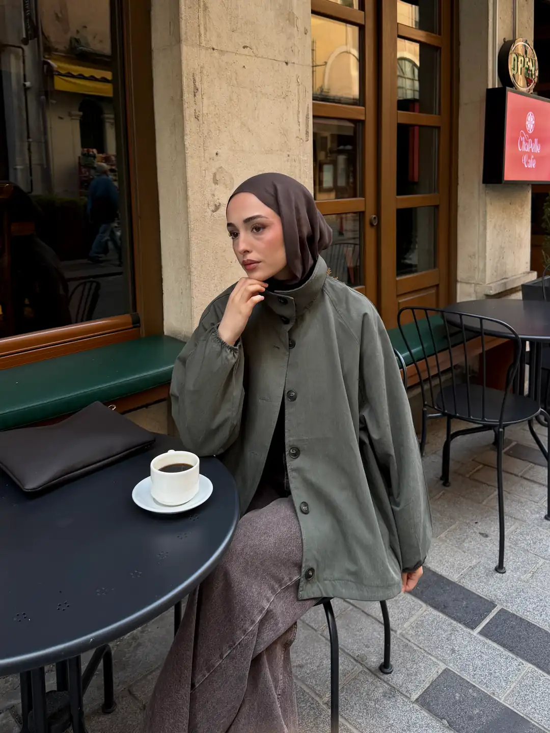 Dik Yaka Bomber Trençkot Haki