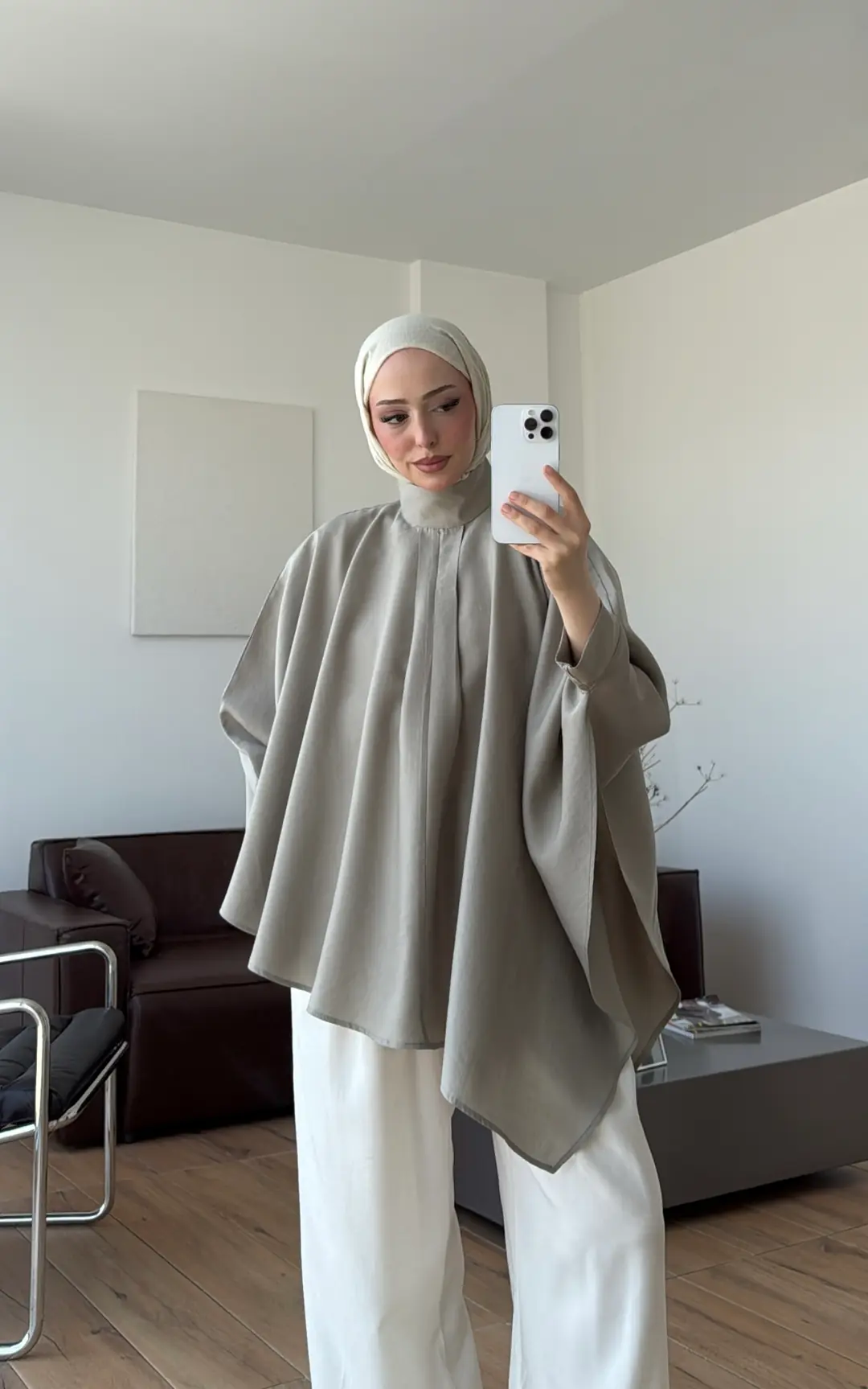 Dik Yaka Pelerin Bluz Çağla