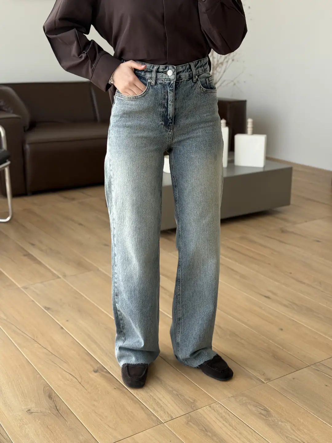 Wide Leg Boru Paça Jean