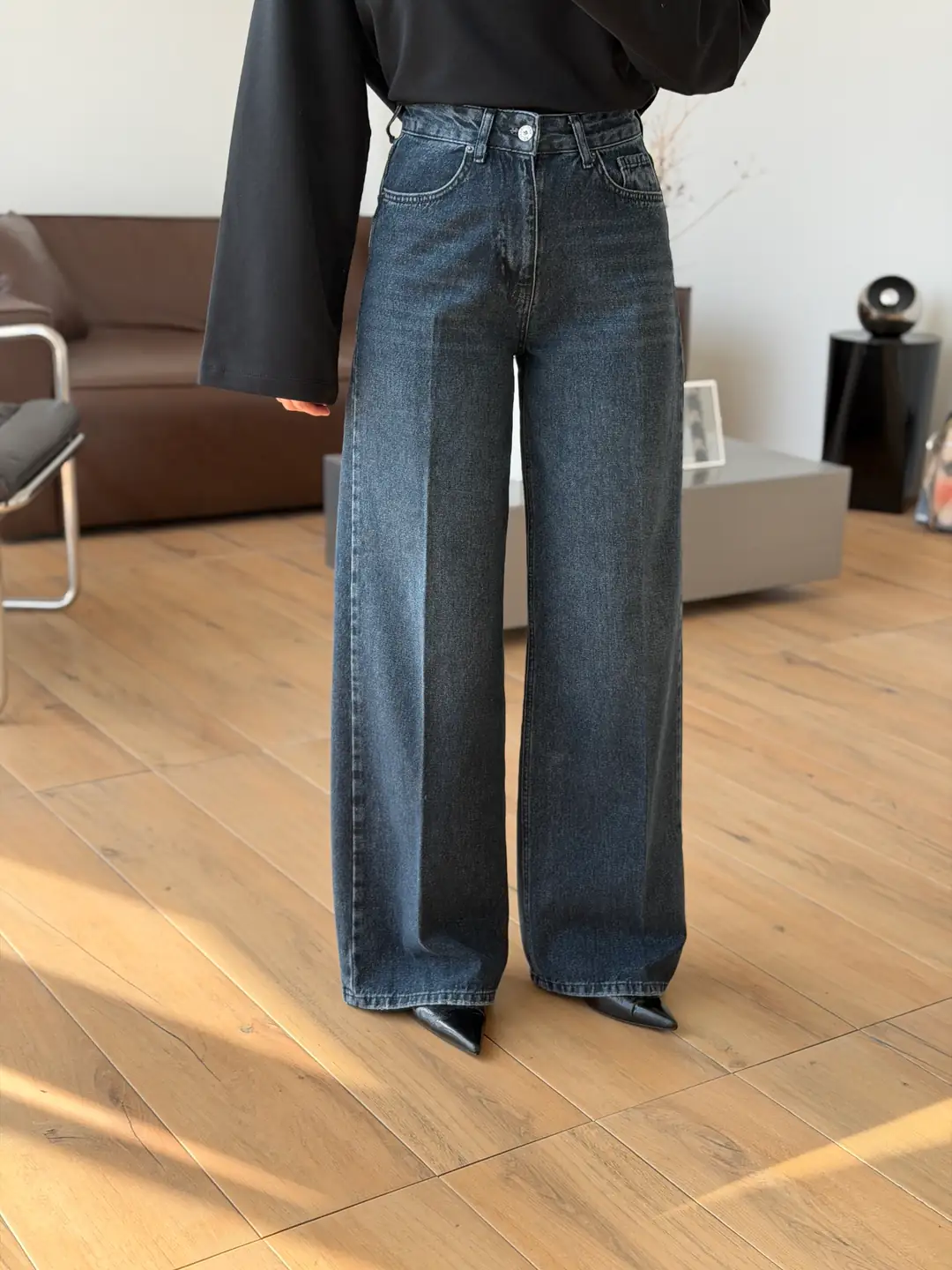 Koyu Mavi Wide Leg Jean