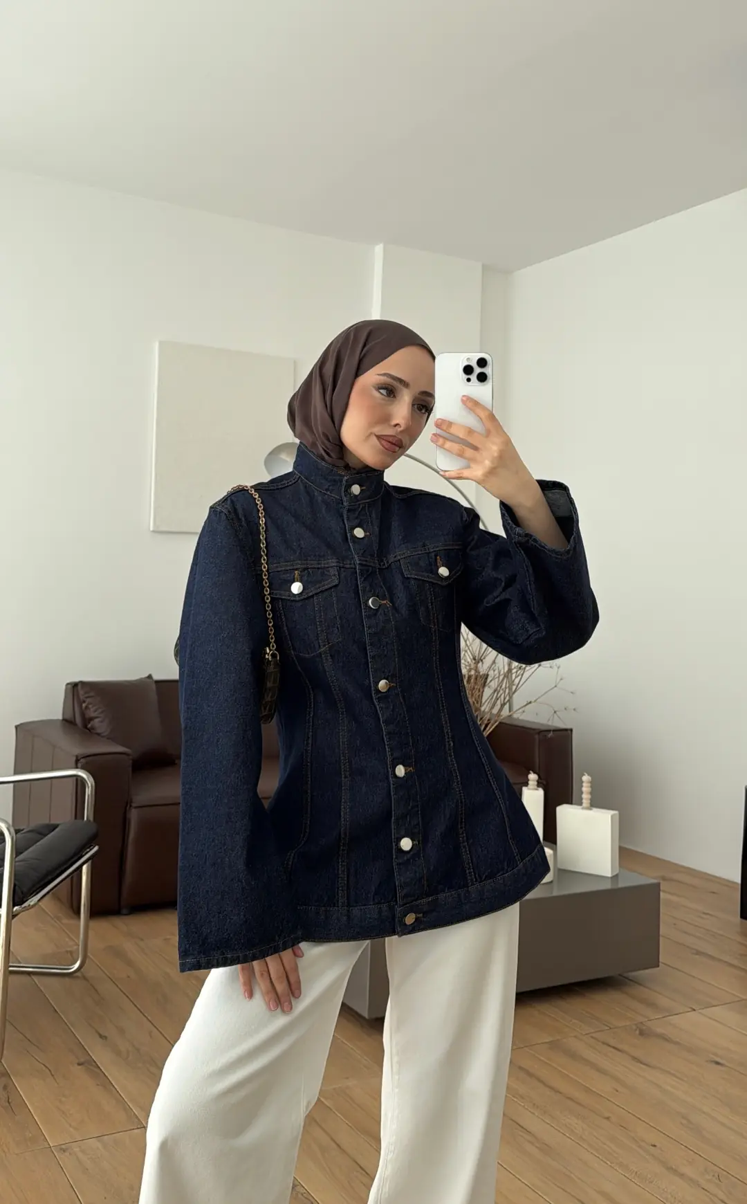 Belden Oturtmalı Fit Denim Ceket