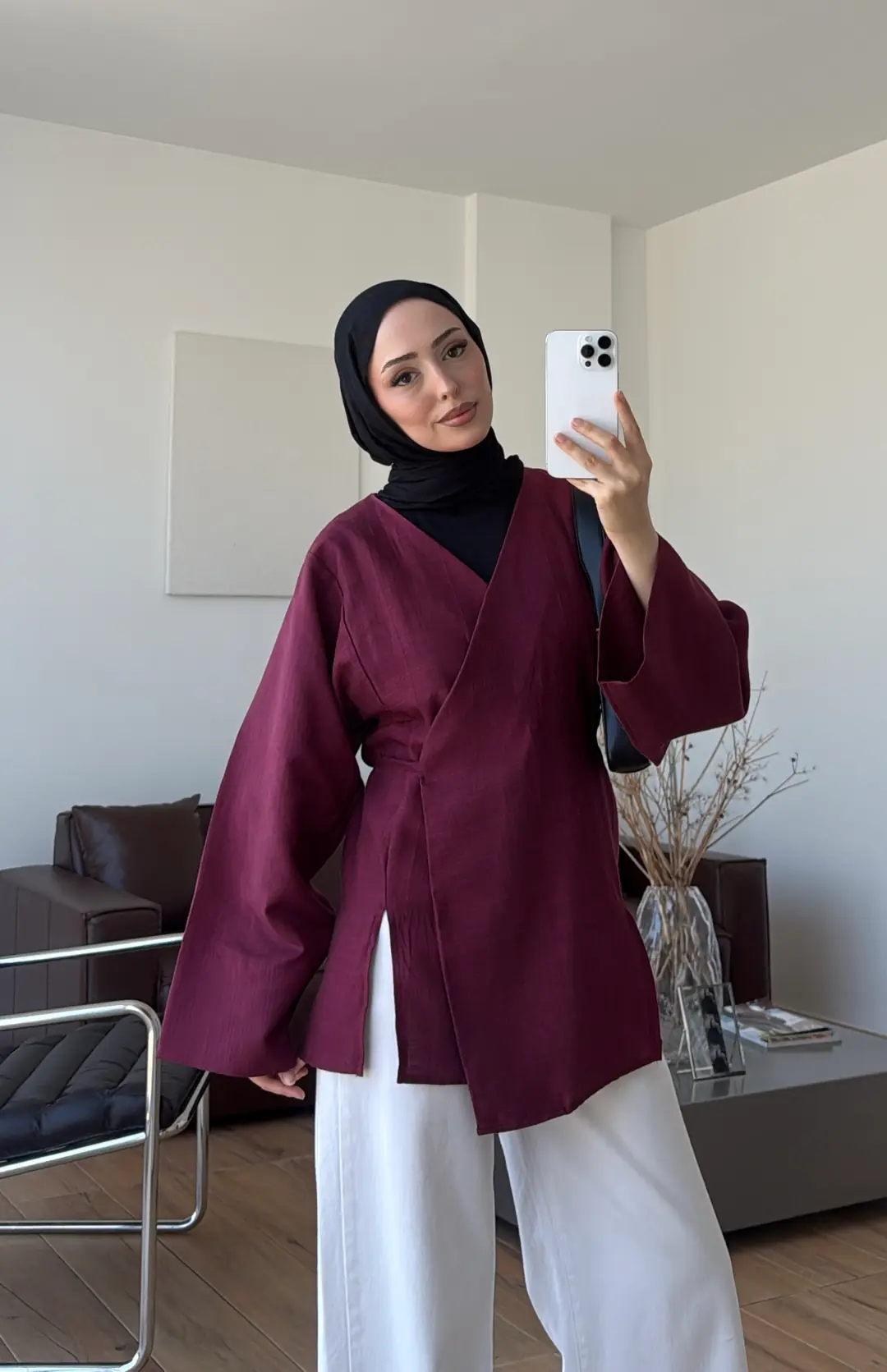 Bağlamalı Kimono Bordo