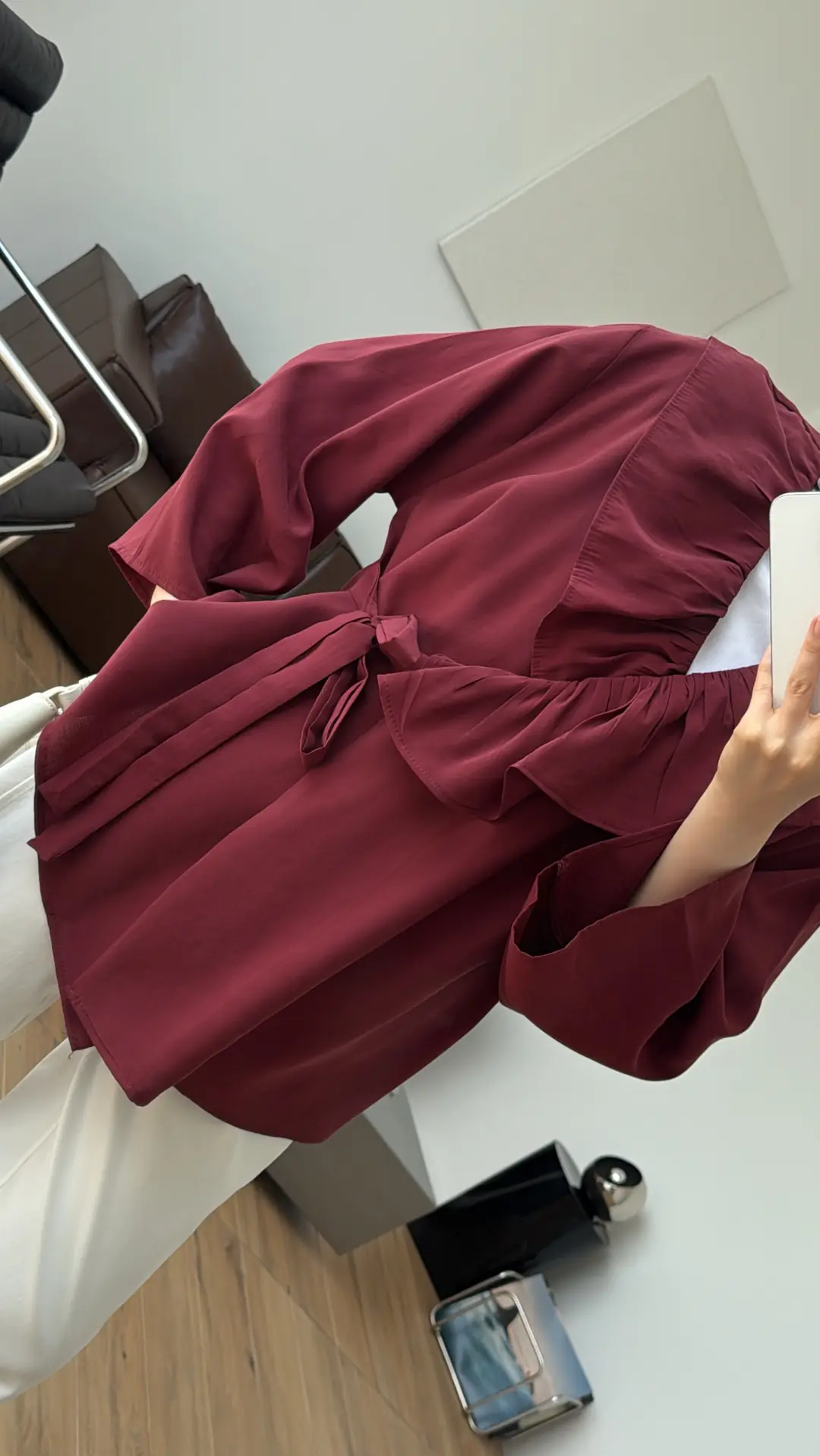 Fırfırlı ModaL Bluz Bordo