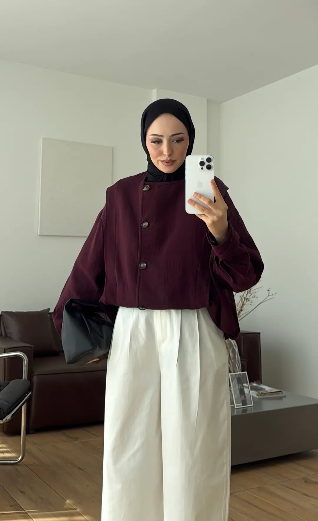 Pile Detay Müslin Gömlek/Ceket Bordo