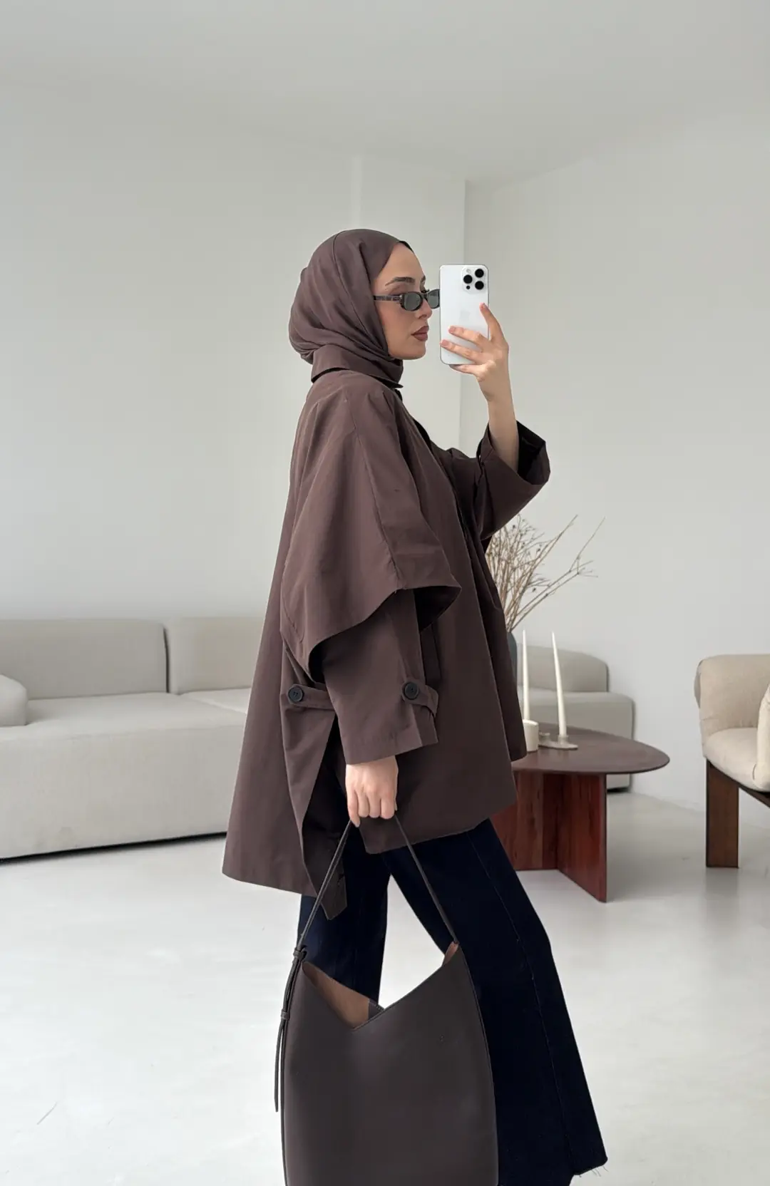 Oversize Panço/Trenç Kahve