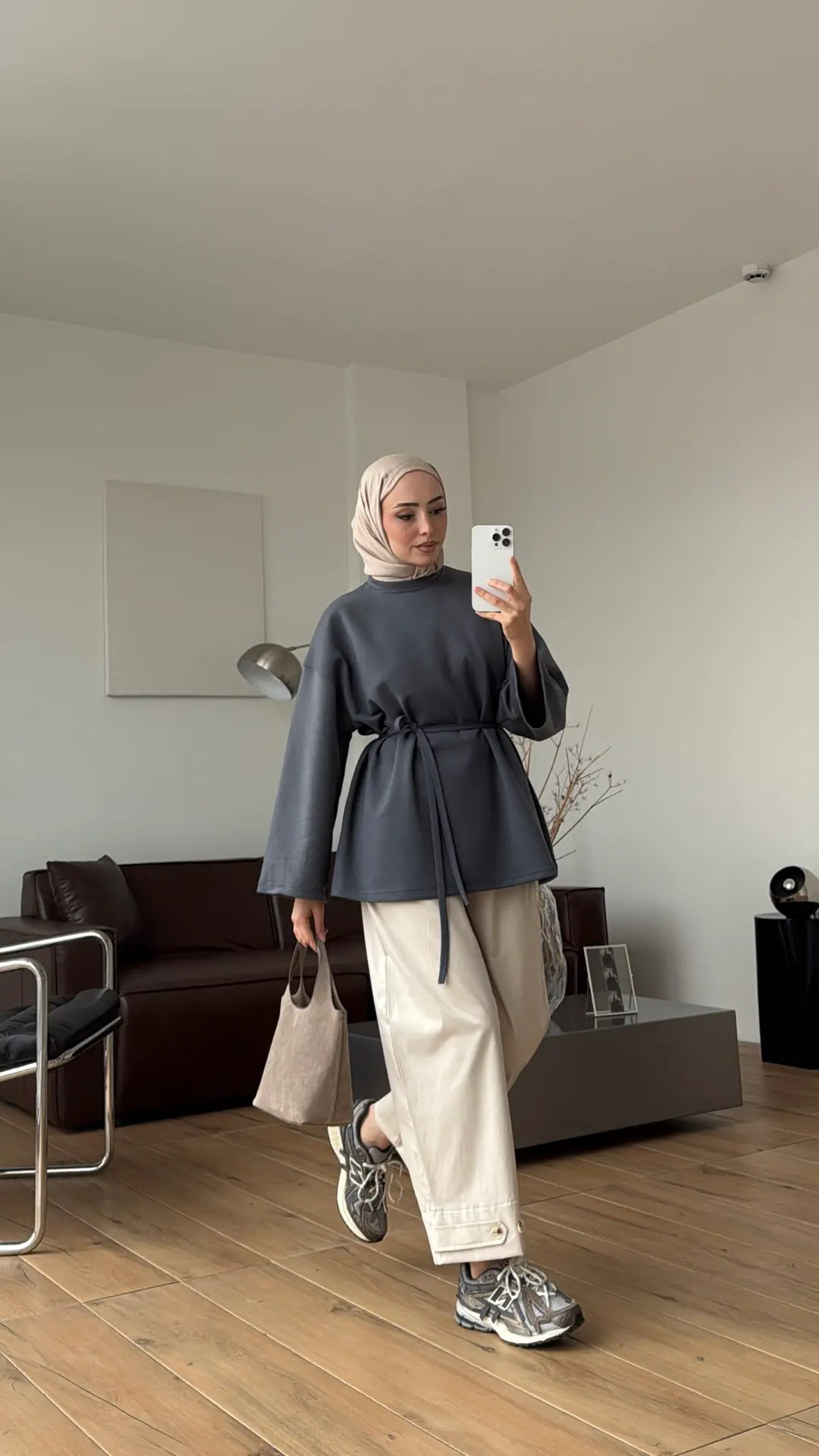 Seyyar Bağlamalı Oysho Kumaş Antrasit Tunik