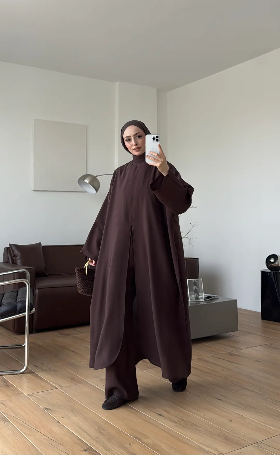 Sofia Yırtmaç Detay Takım Kahve 