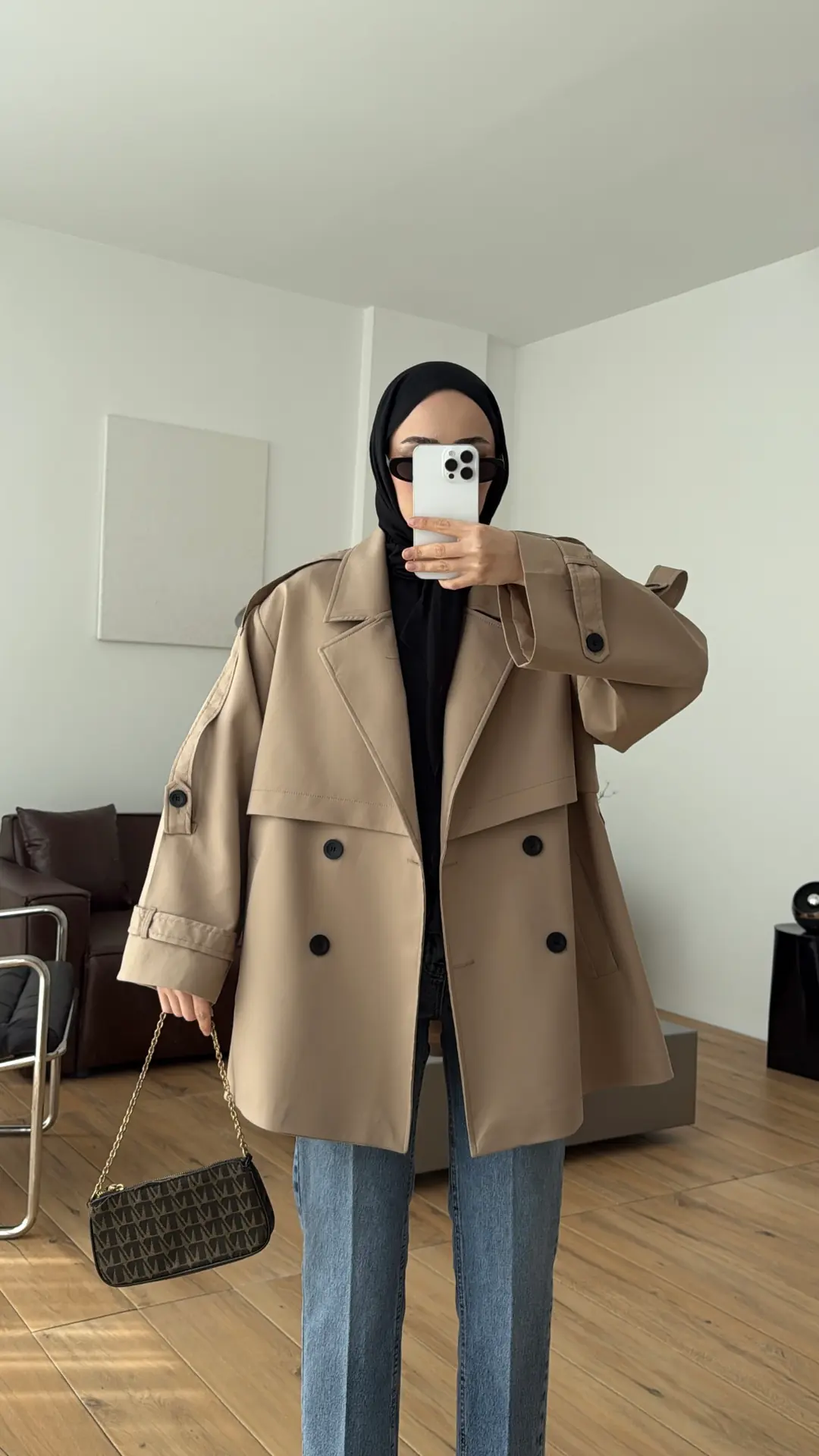 Kısa Trenç Camel