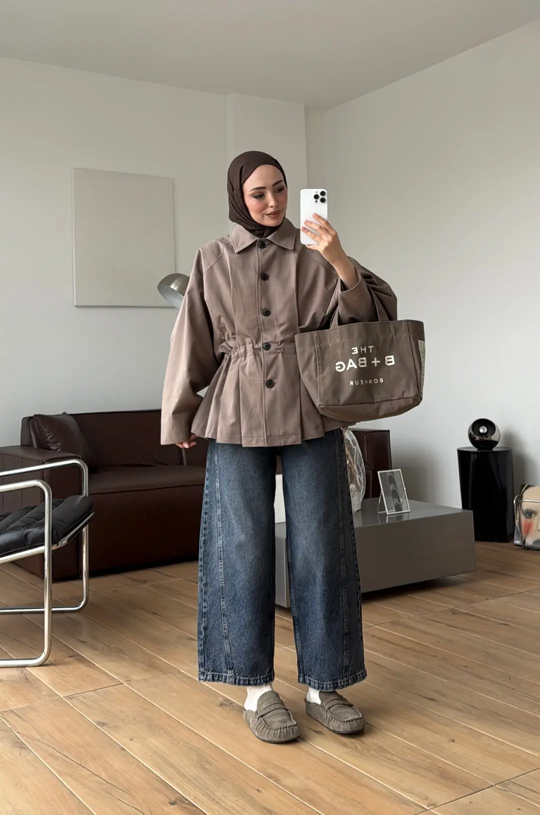 Pile Detay Oversize Tasarım Trenç Vizon