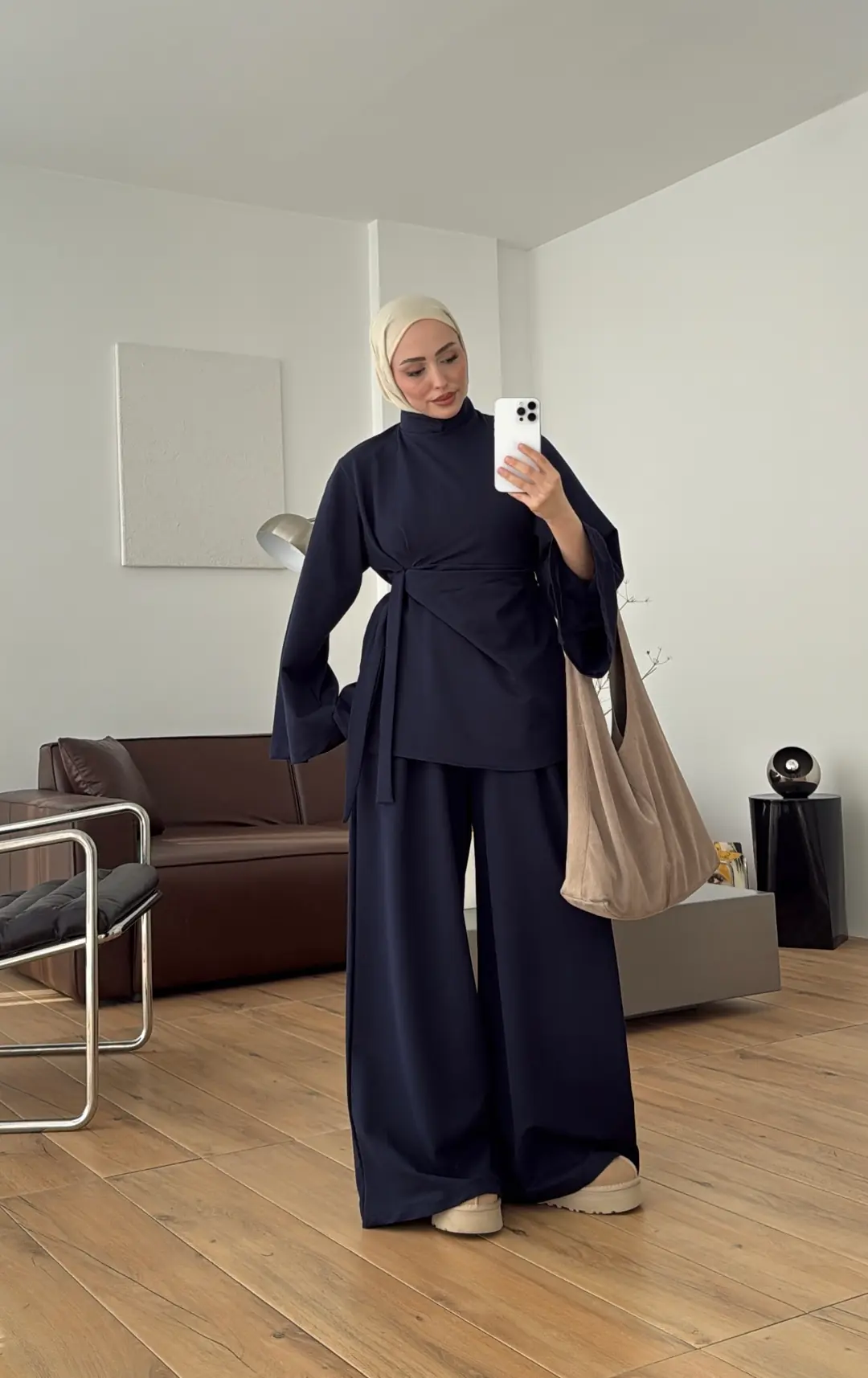 Bel Bağlamalı Penye Takım Lacivert