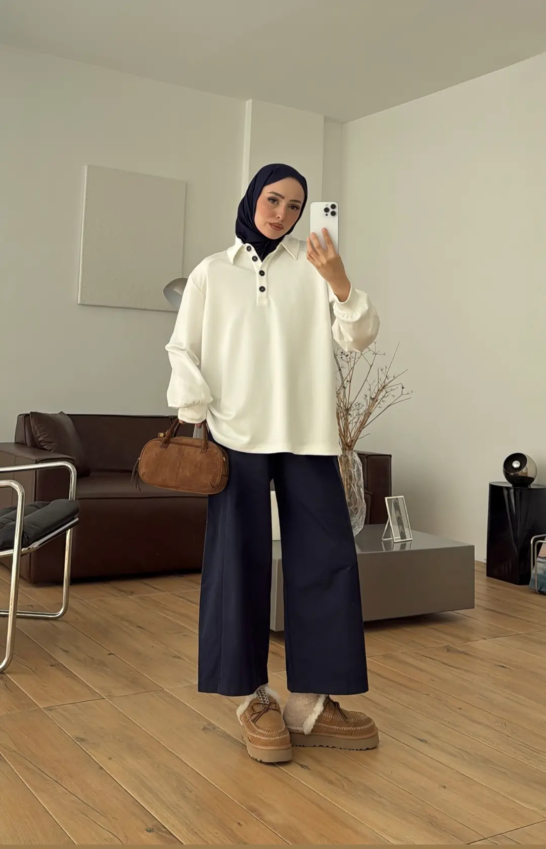Vatkalı Polo Yaka Bluz Ekru