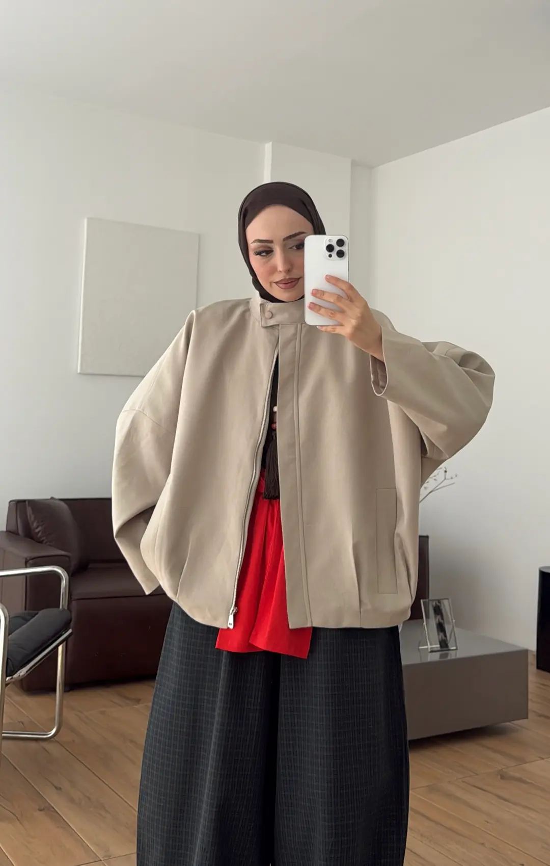 Pile Detay Bomber Ceket Taş