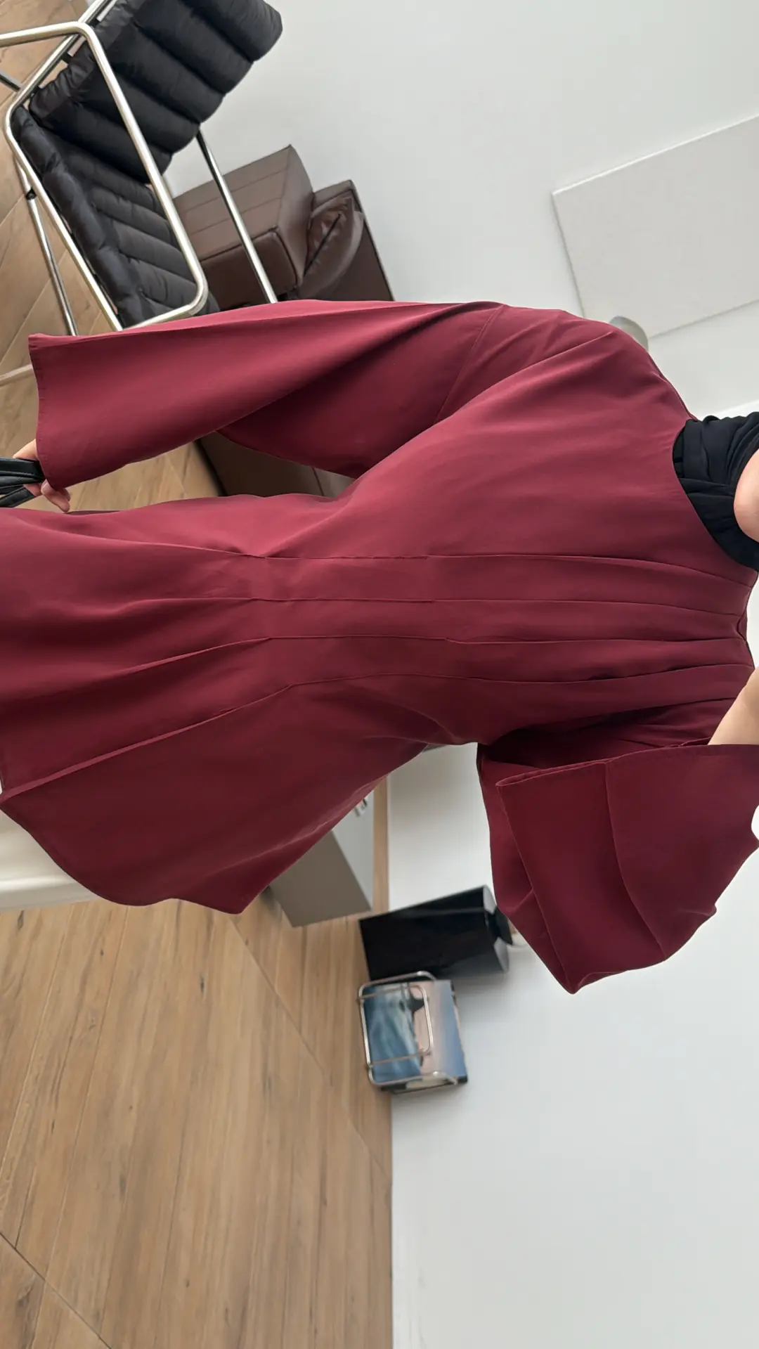 Omuzdan Pileli Bluz Bordo