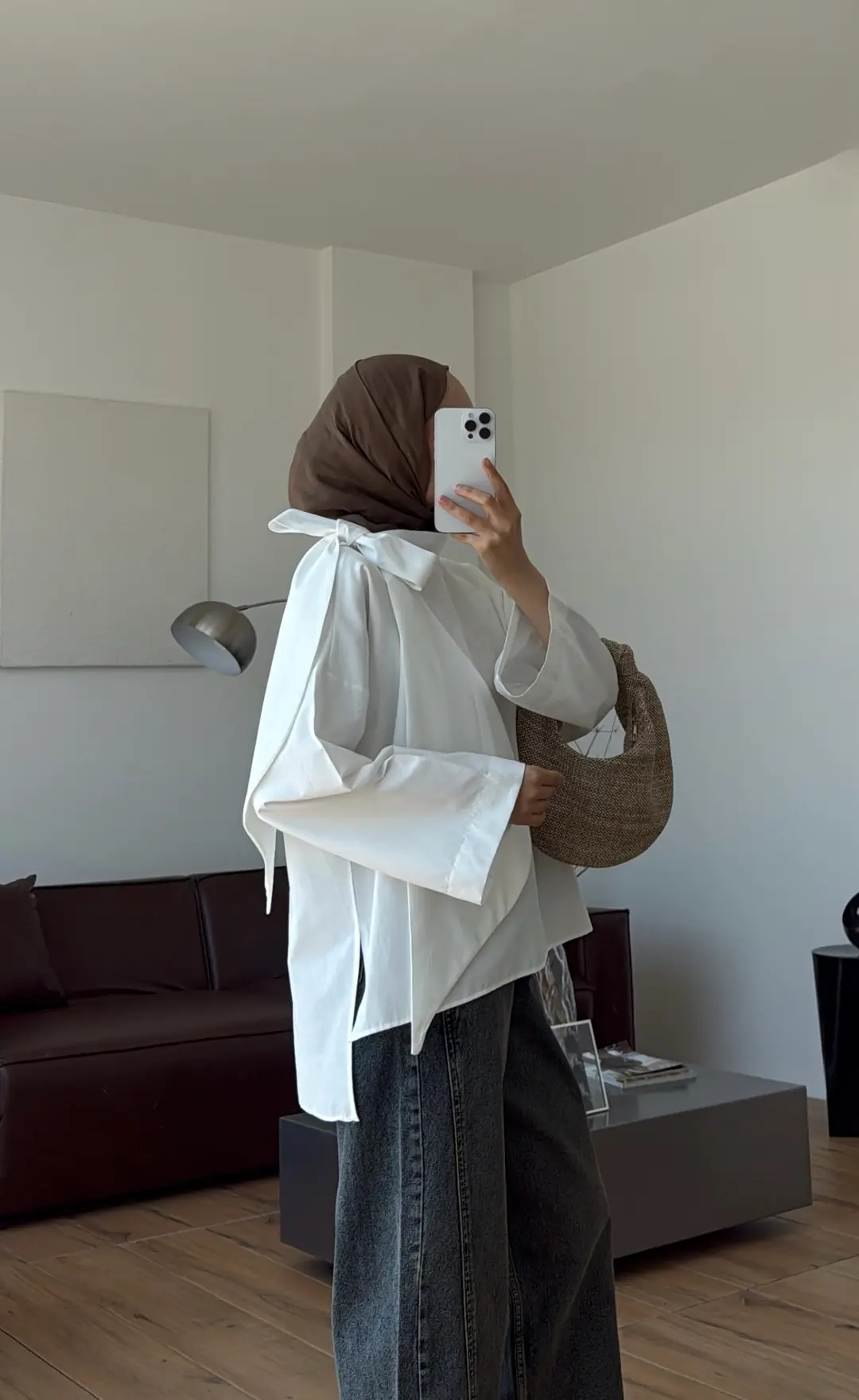 Fiyonk Detay Poplin Bluz Beyaz