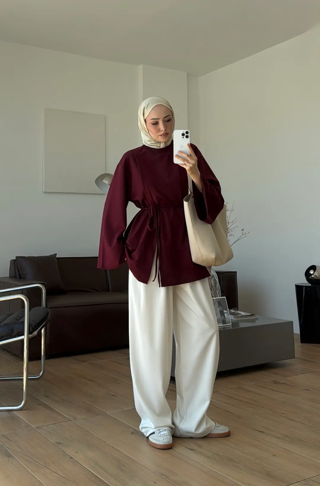 Aise Asimetrik Kesim Sweat Bordo