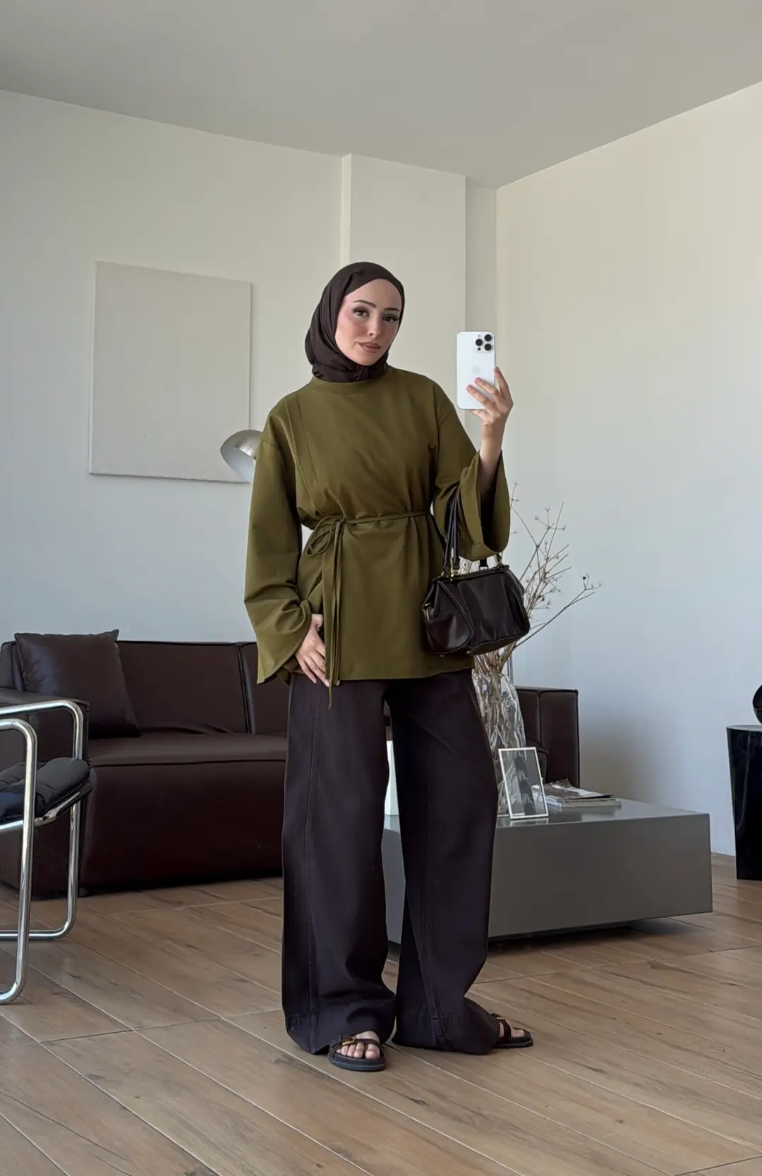 Aise Asimetrik Kesim Sweat Olive