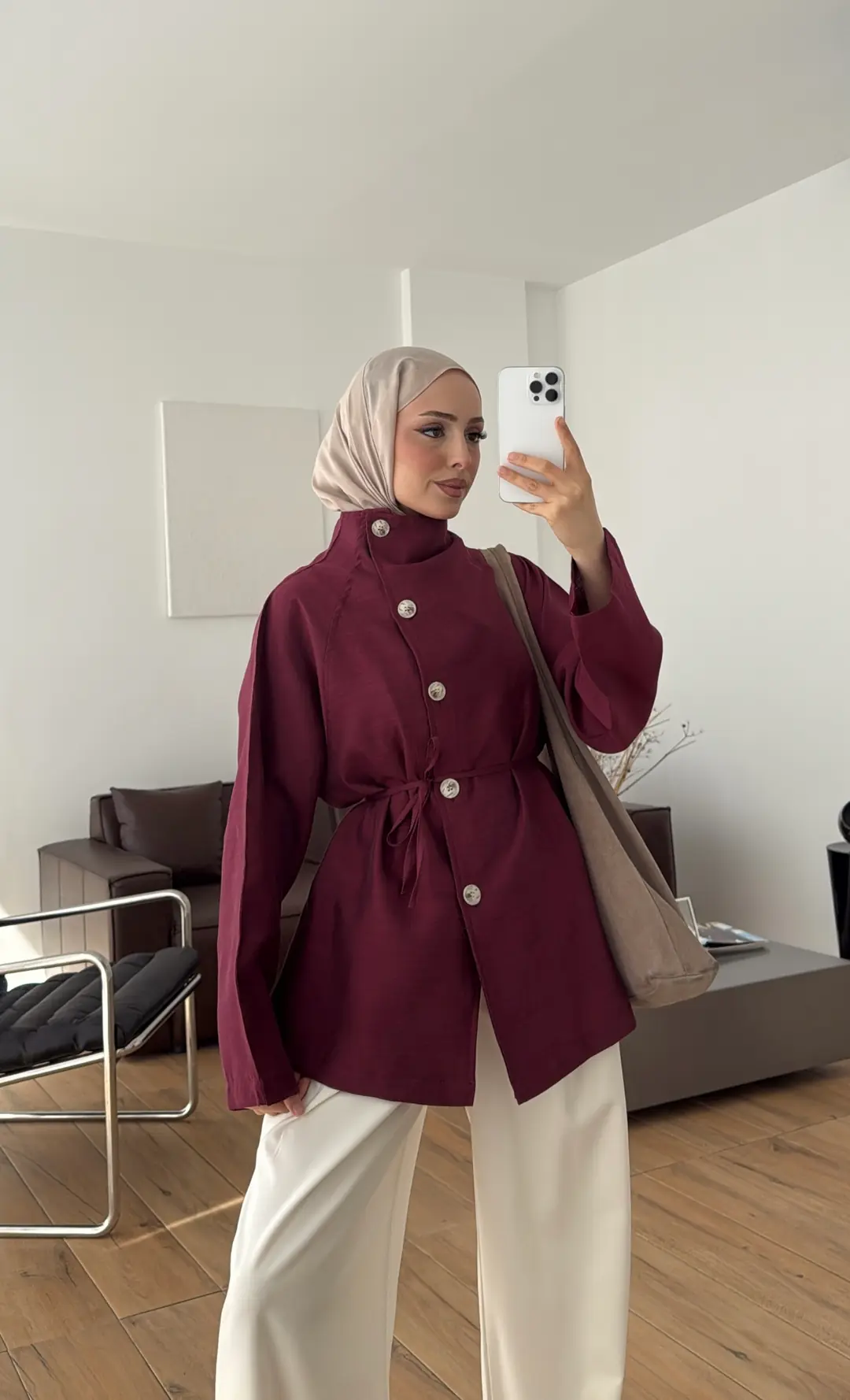 Dik Yaka Yazlık Ceket Bordo