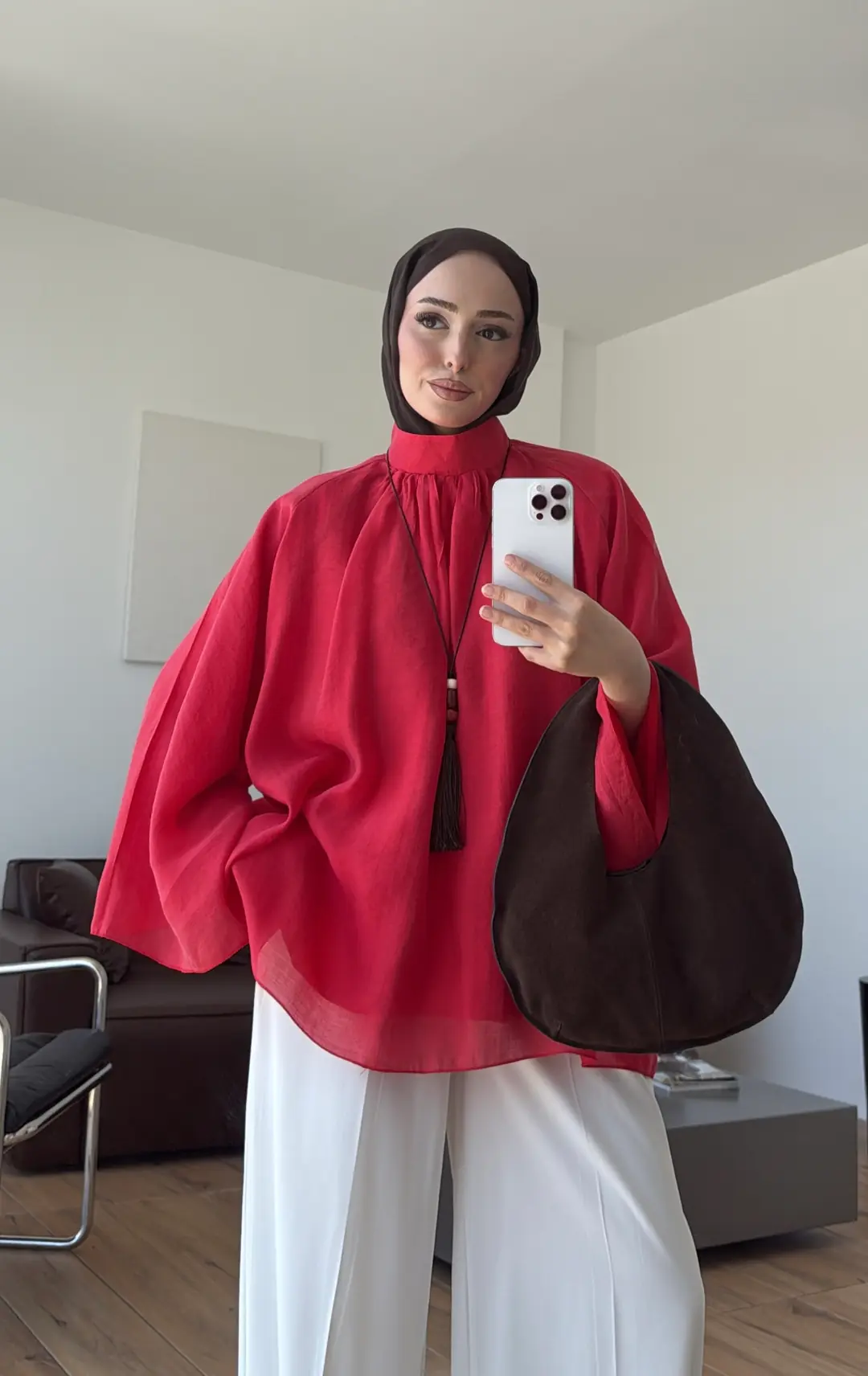 Arya Geniş Kol Bluz Kırmızı