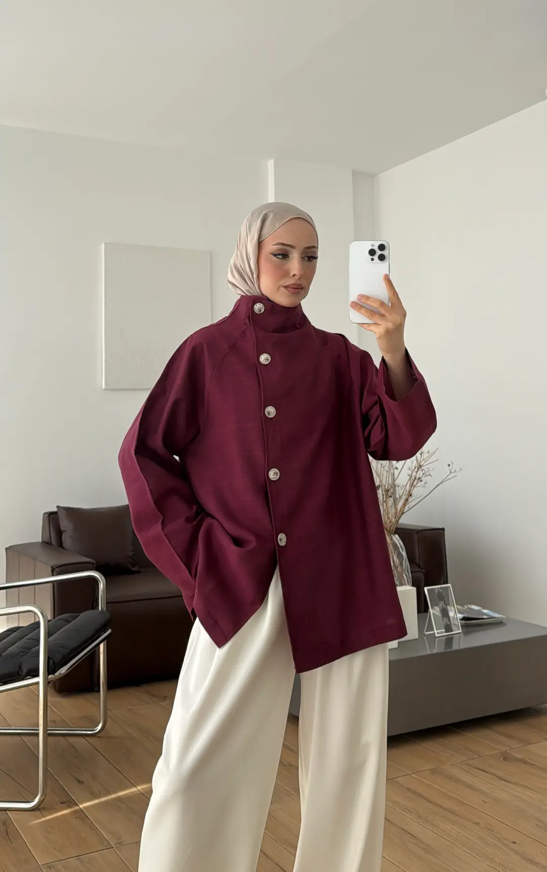 Dik Yaka Yazlık Ceket Bordo