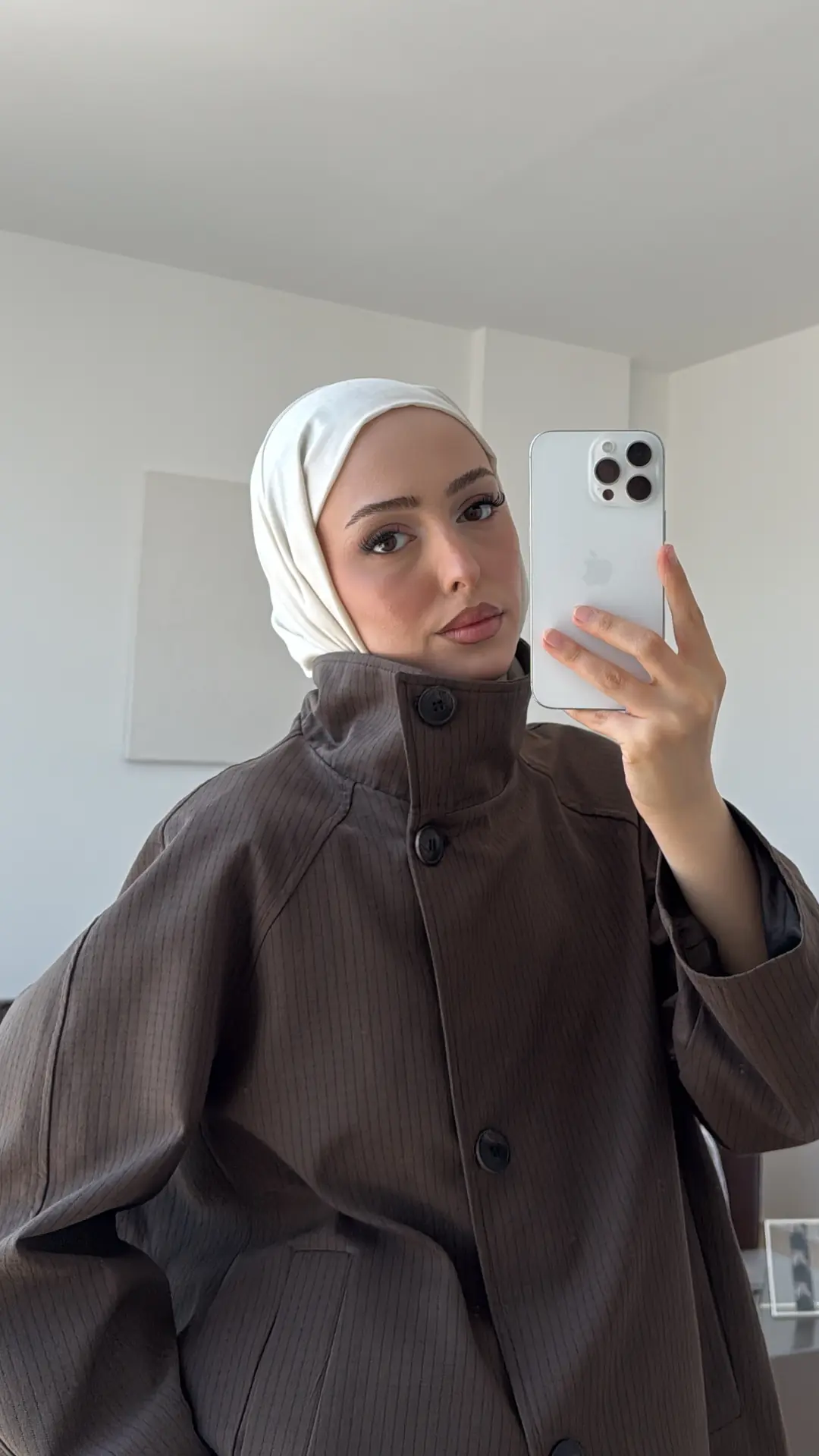 Ekose Düğme Detay Trenc Kahve