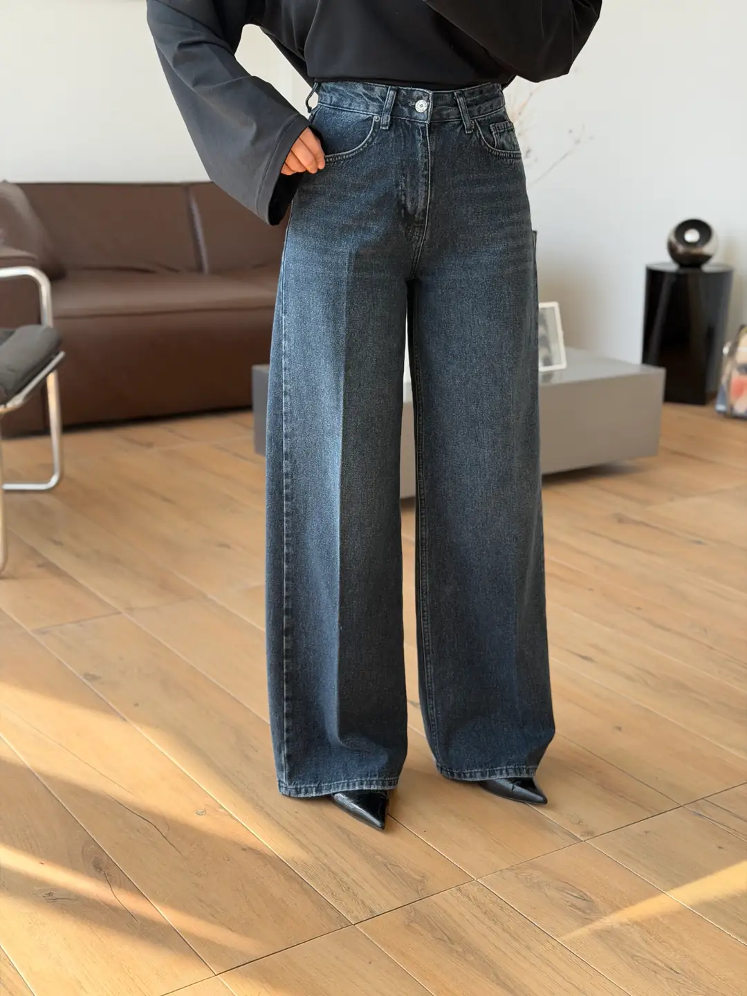 Koyu Mavi Wide Leg Jean