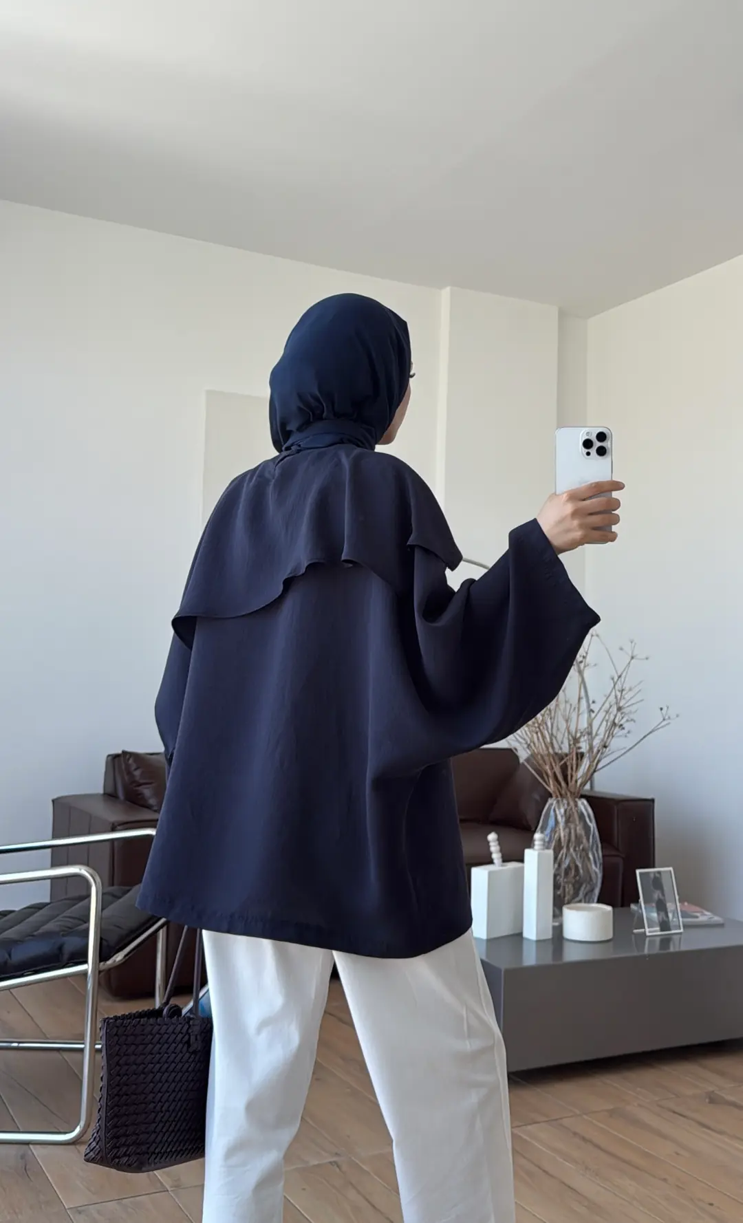 Yarasa Kol Şallı Bluz Lacivert 