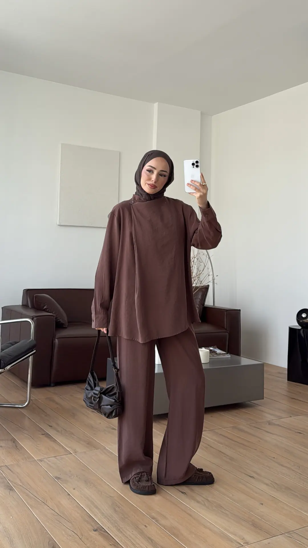 Modal Çapraz Düğmeli Takım Acık Kahve