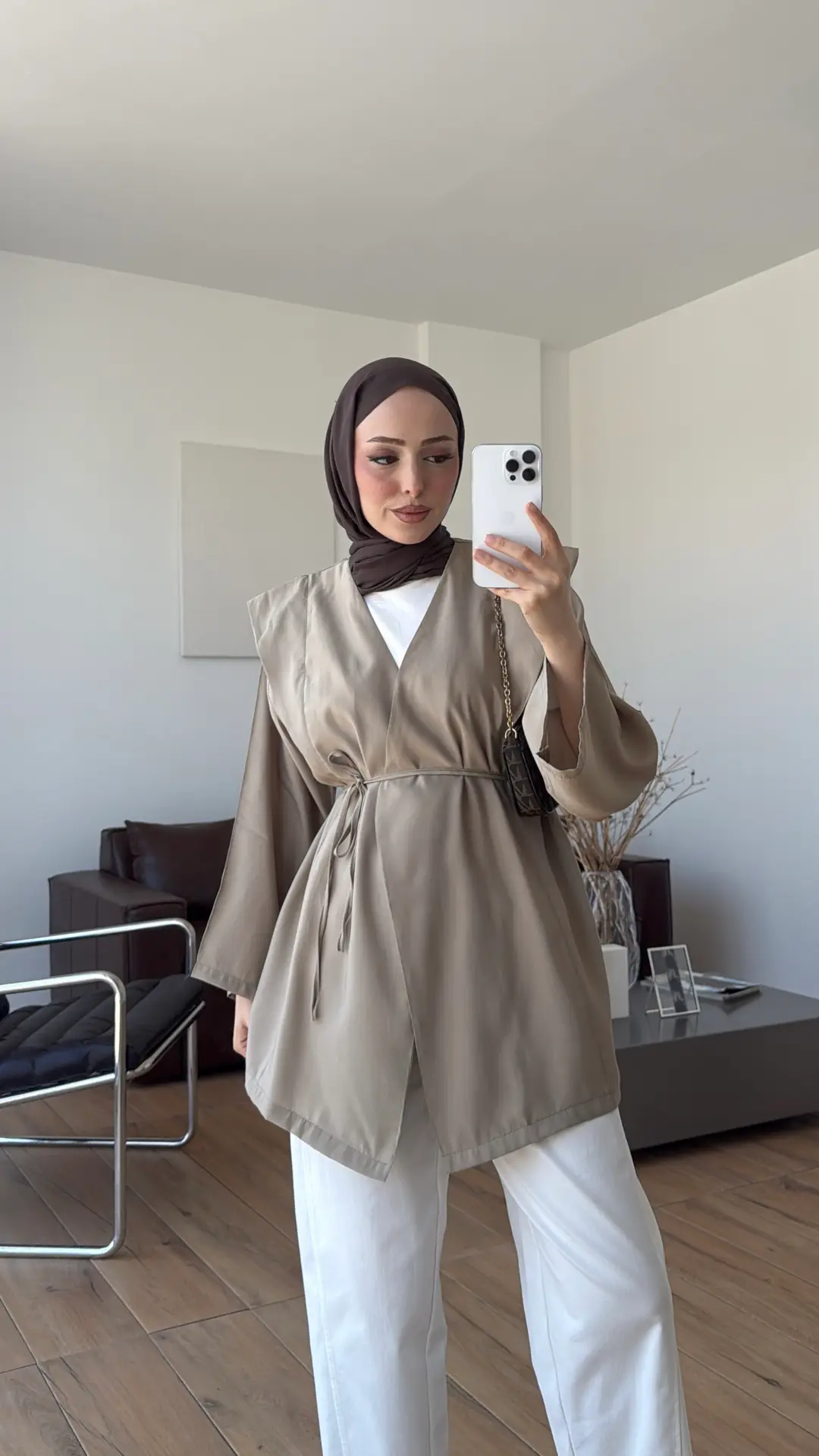 Omuz Detay Bağcıklı Tunik Haki