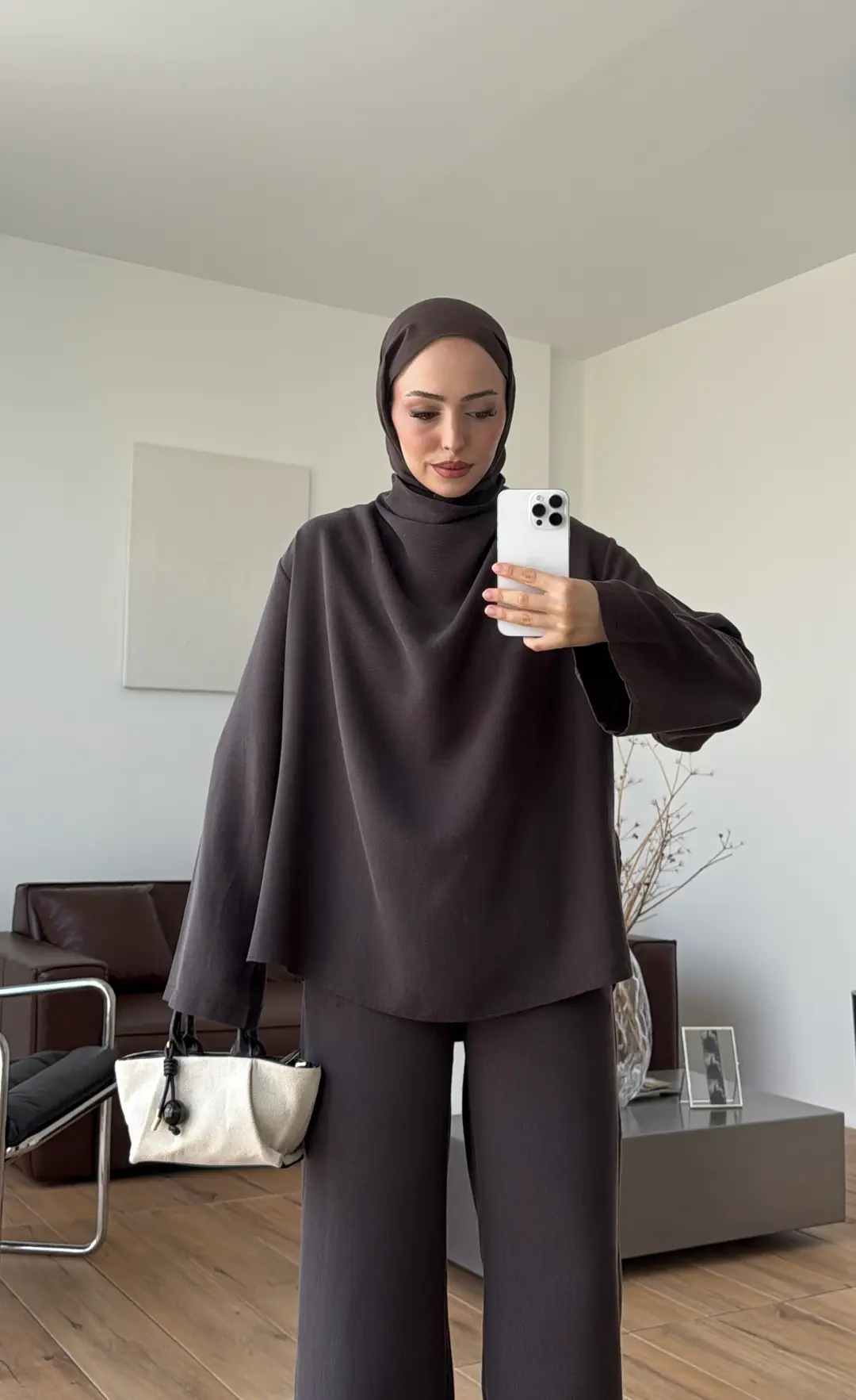 Degaje Yaka Takım Kahve