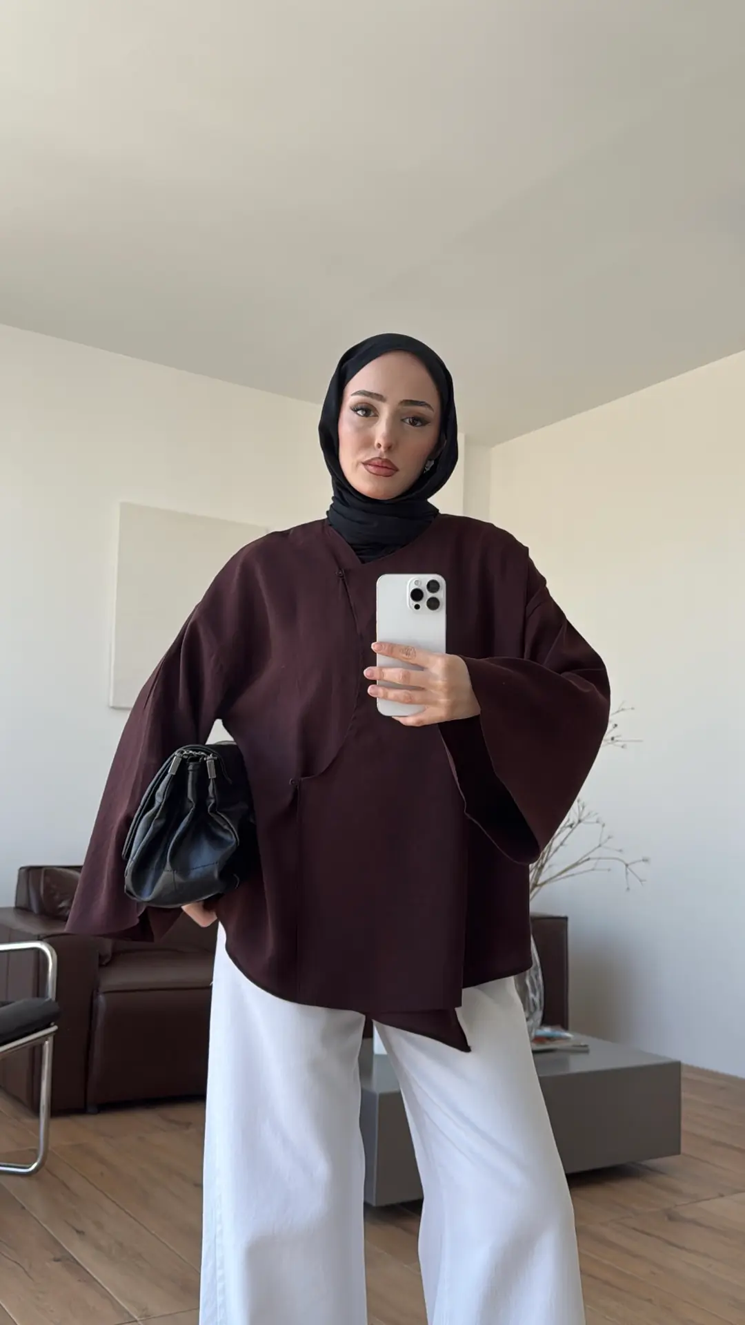 Asimetrik Kesim Bluz Bordo