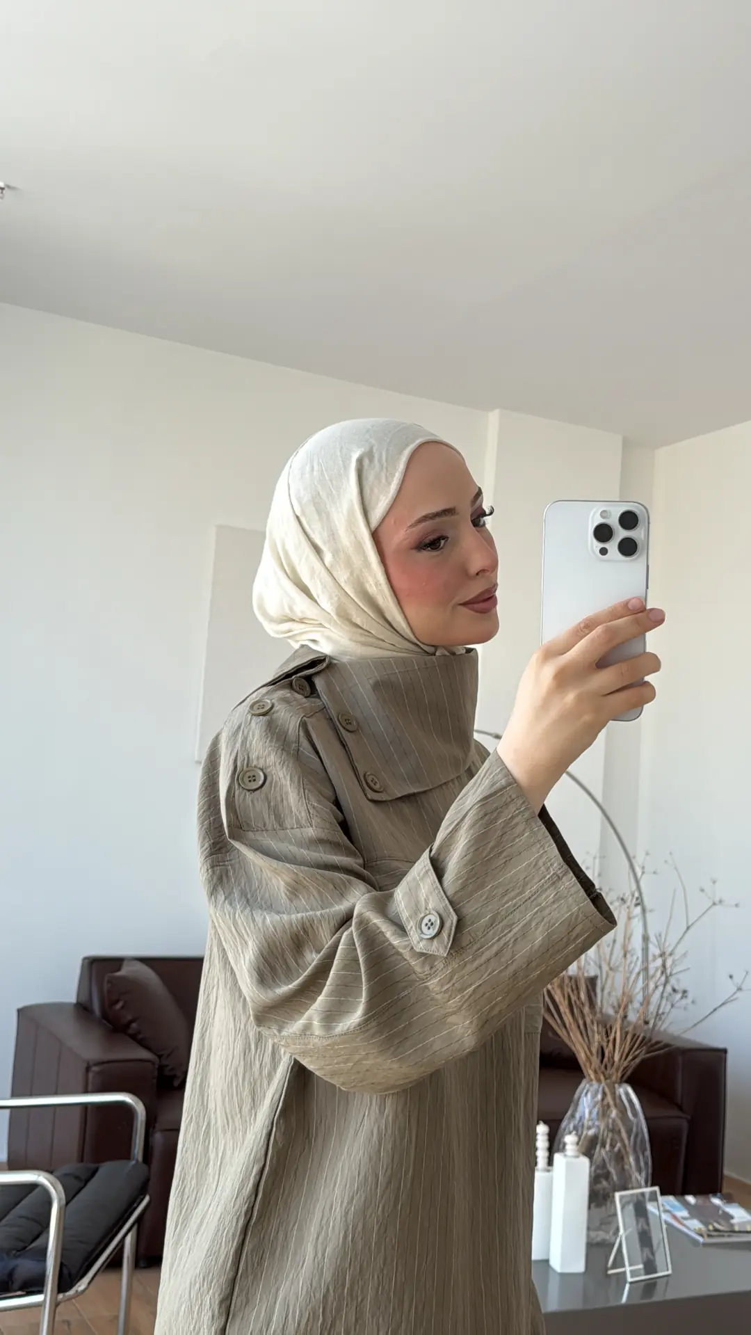Yakası Düğme Detaylı Çizgili Gömlek Y.Yeşil