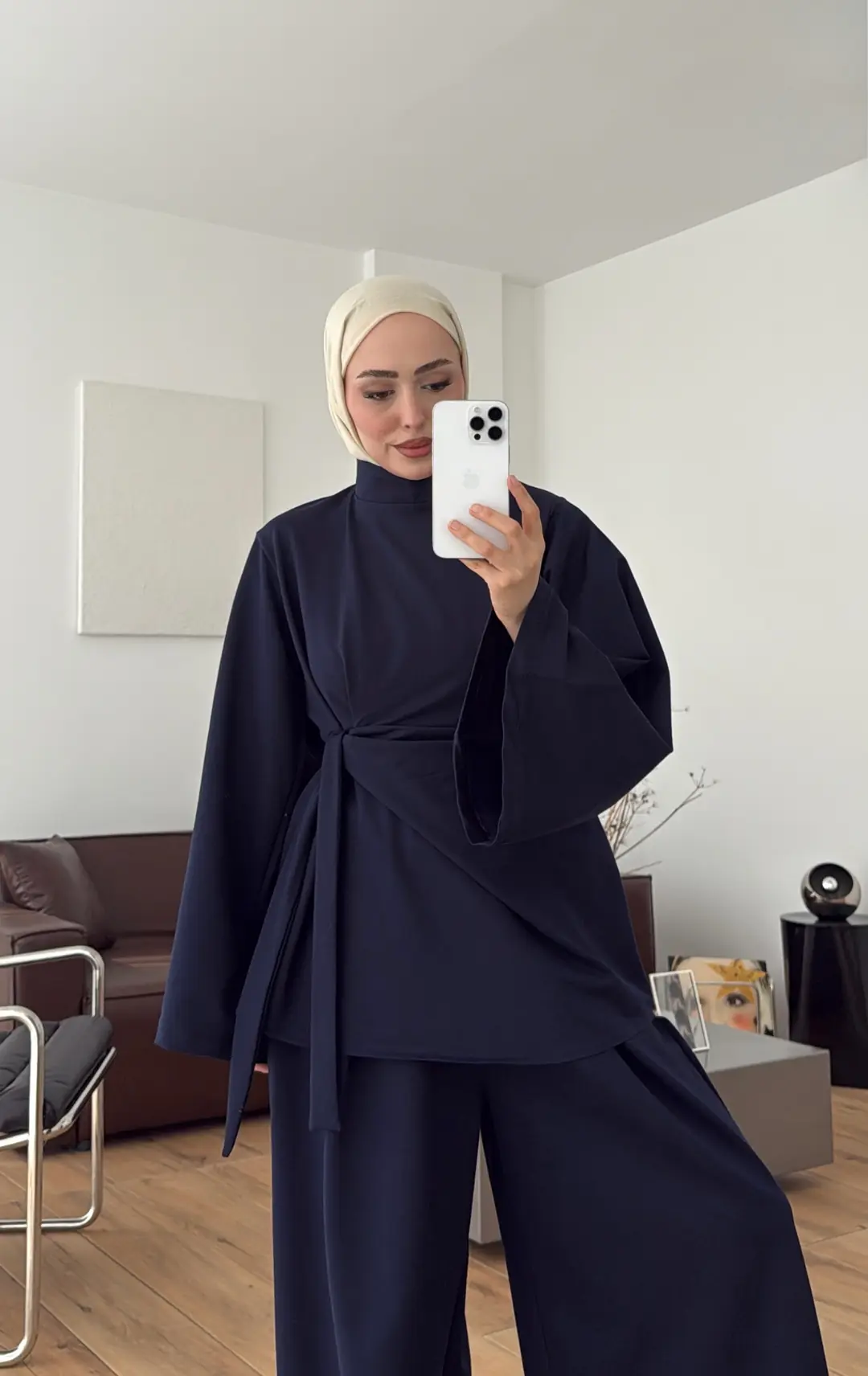 Bel Bağlamalı Penye Takım Lacivert