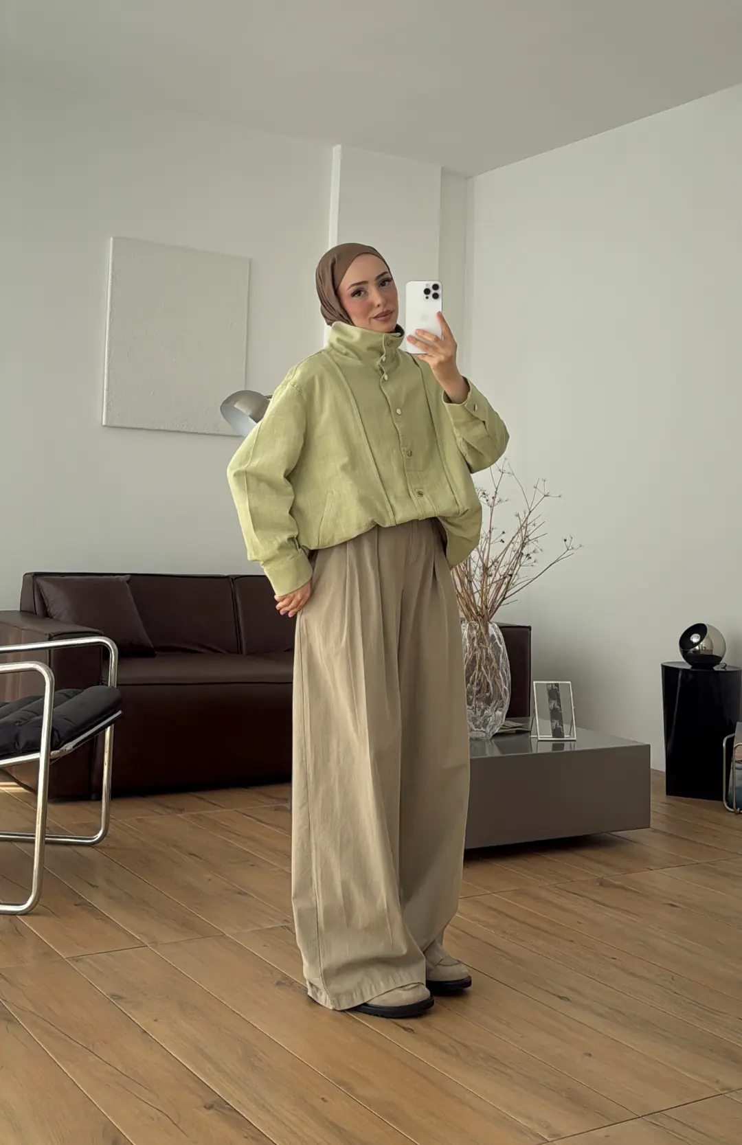 Keten Bomber Ceket Açık Yeşil